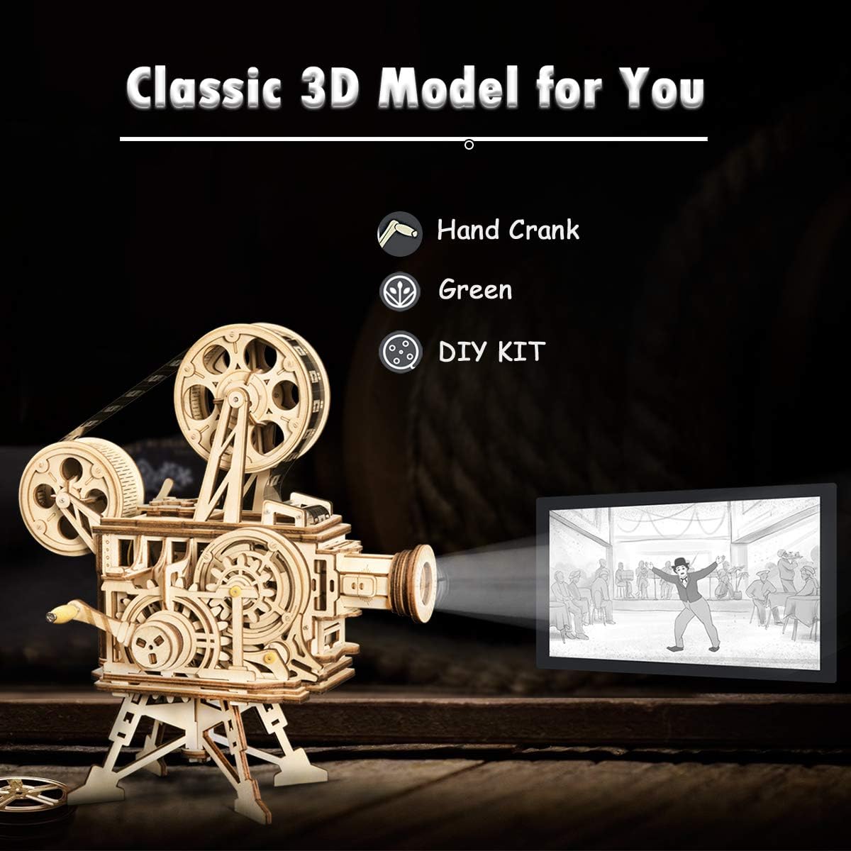 ROKR Vitascope Movie Projector 3D Wooden Puzzle LK601