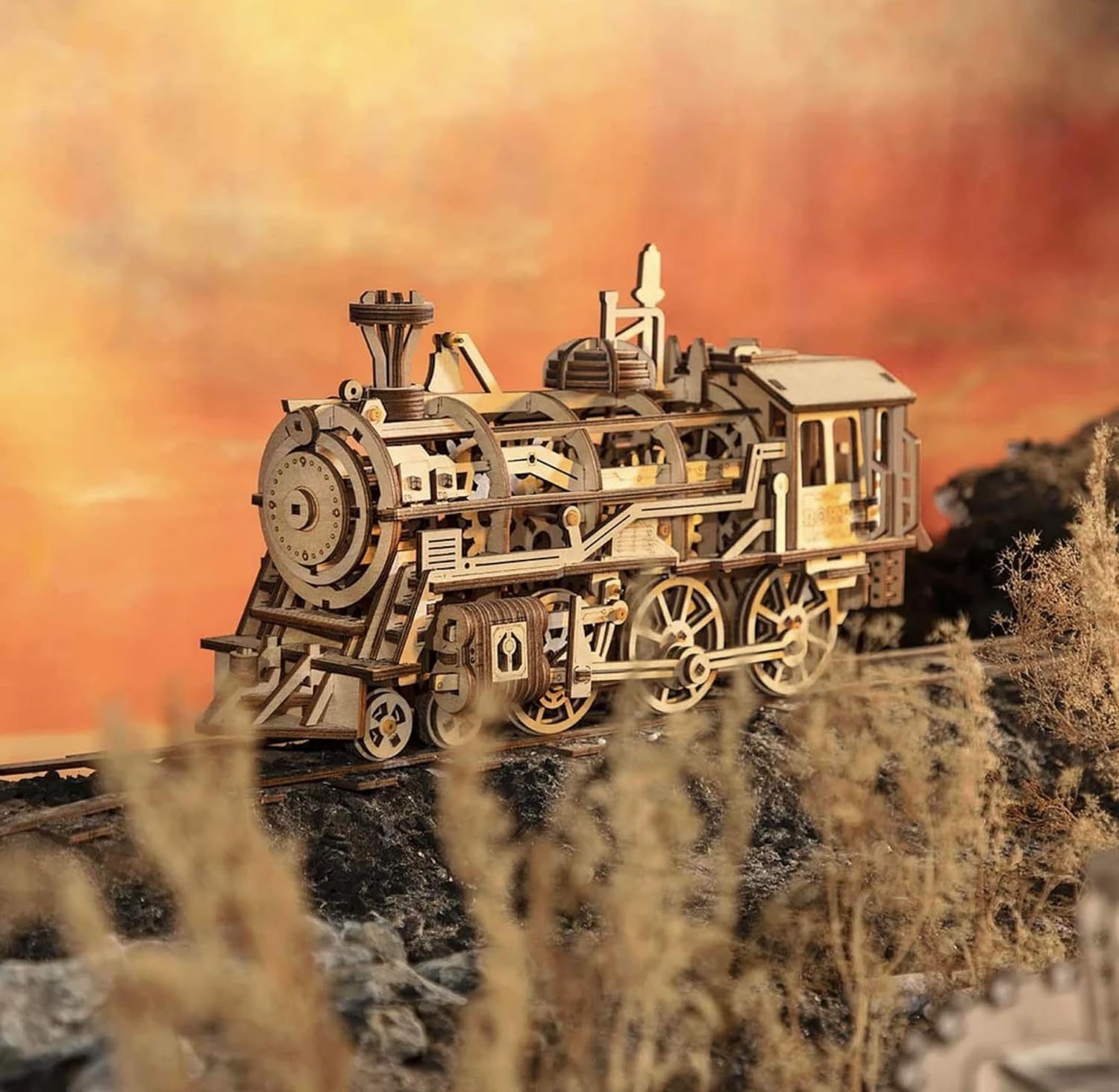 ROKR Locomotive Mechanical Gears 3D Wooden Puzzle LK701 – ROBOTIME