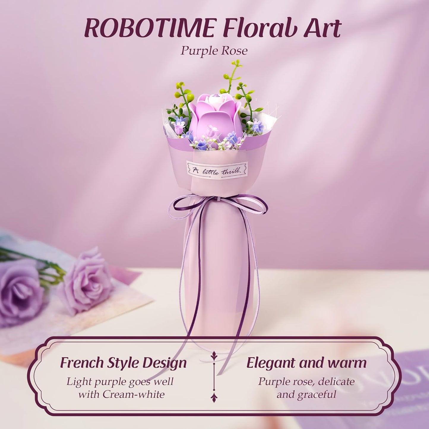 ROKR Purple Rose DIY Bouquet 3D Puzzle AF021