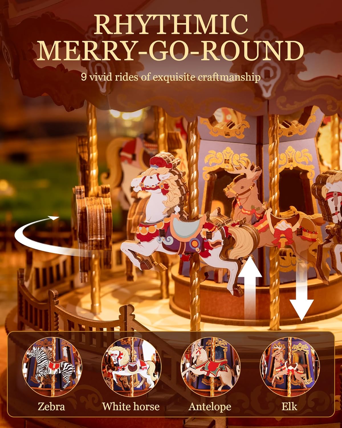 Rolife Classic Carousel 3D Wooden Puzzle AMC01