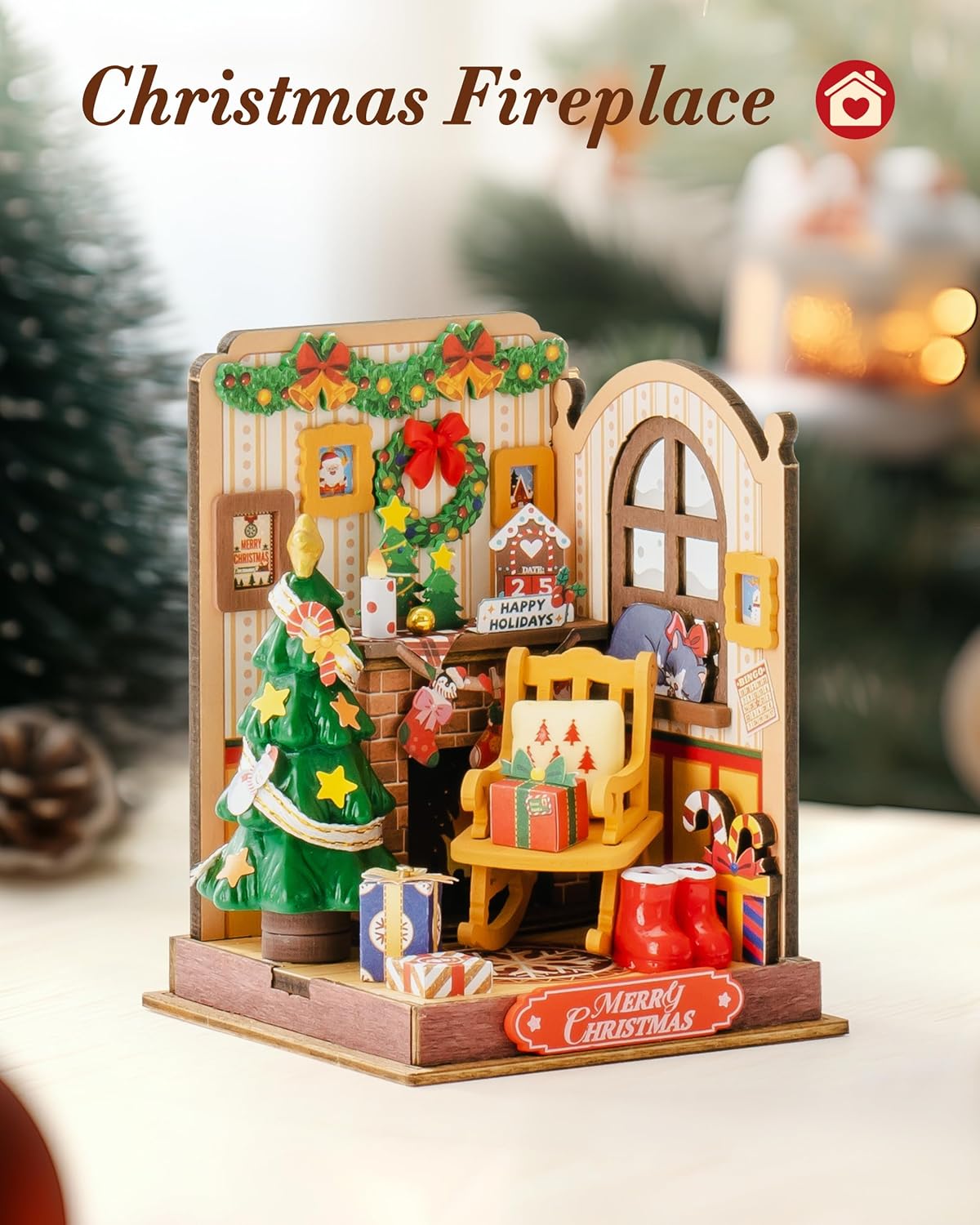 Rolife Christmas Fireplace DIY Miniature House DS041