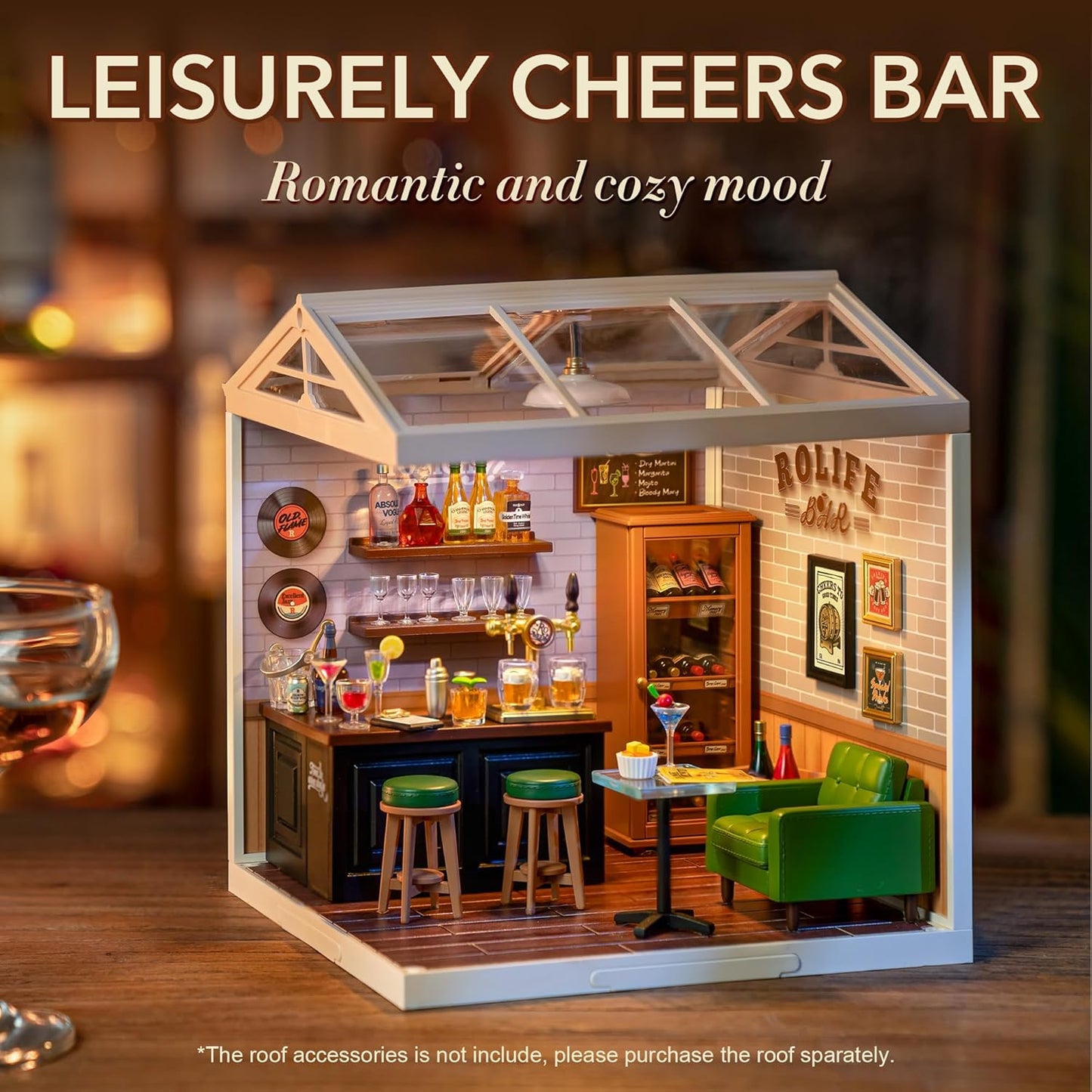 Rolife Leisurely Cheers Bar DIY Plastic Miniature House DW012