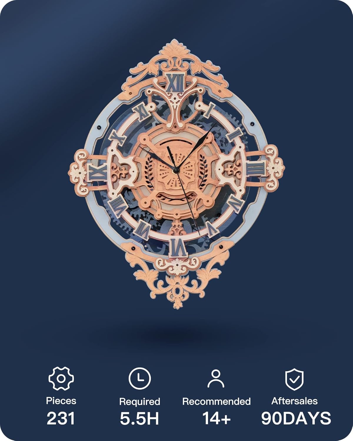 ROKR Romantic Note Wall Clock 3D Wooden Puzzle LC701