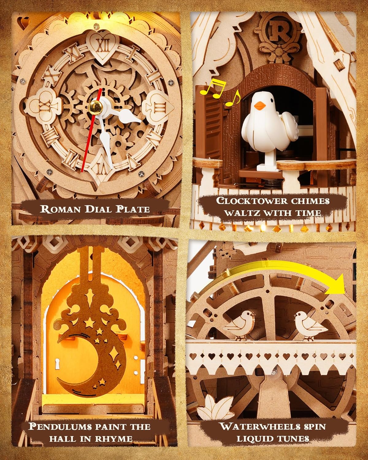 ROKR Cuckoo Clock (wood colour) Mechanical 3D Wooden Puzzle LC901