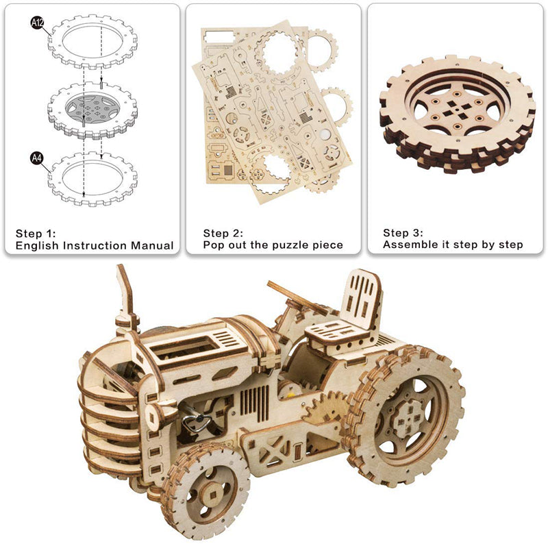 ROKR Tractor Mechanical Gears 3D Wooden Puzzle LK401