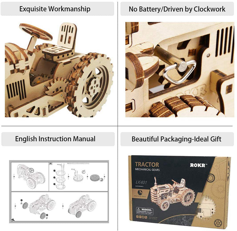 ROKR Tractor Mechanical Gears 3D Wooden Puzzle LK401