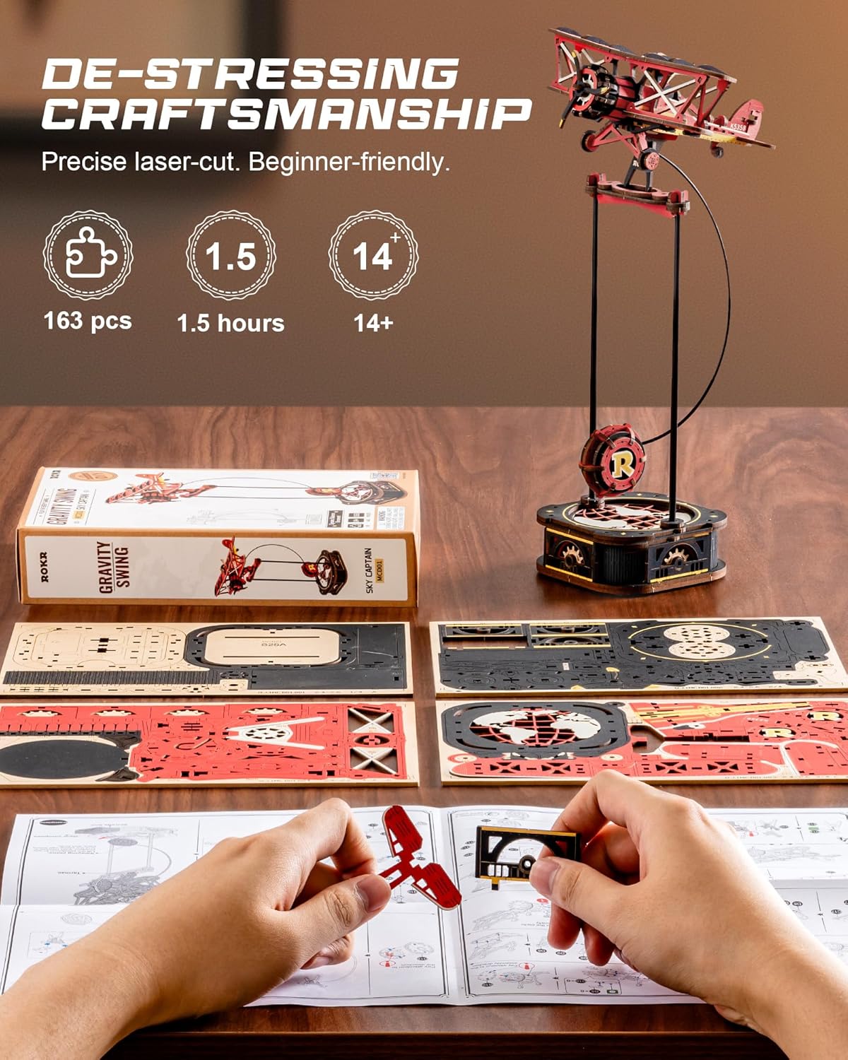ROKR Sky Captain Pendulum Balance Toy 3D Wooden Puzzle MCD01