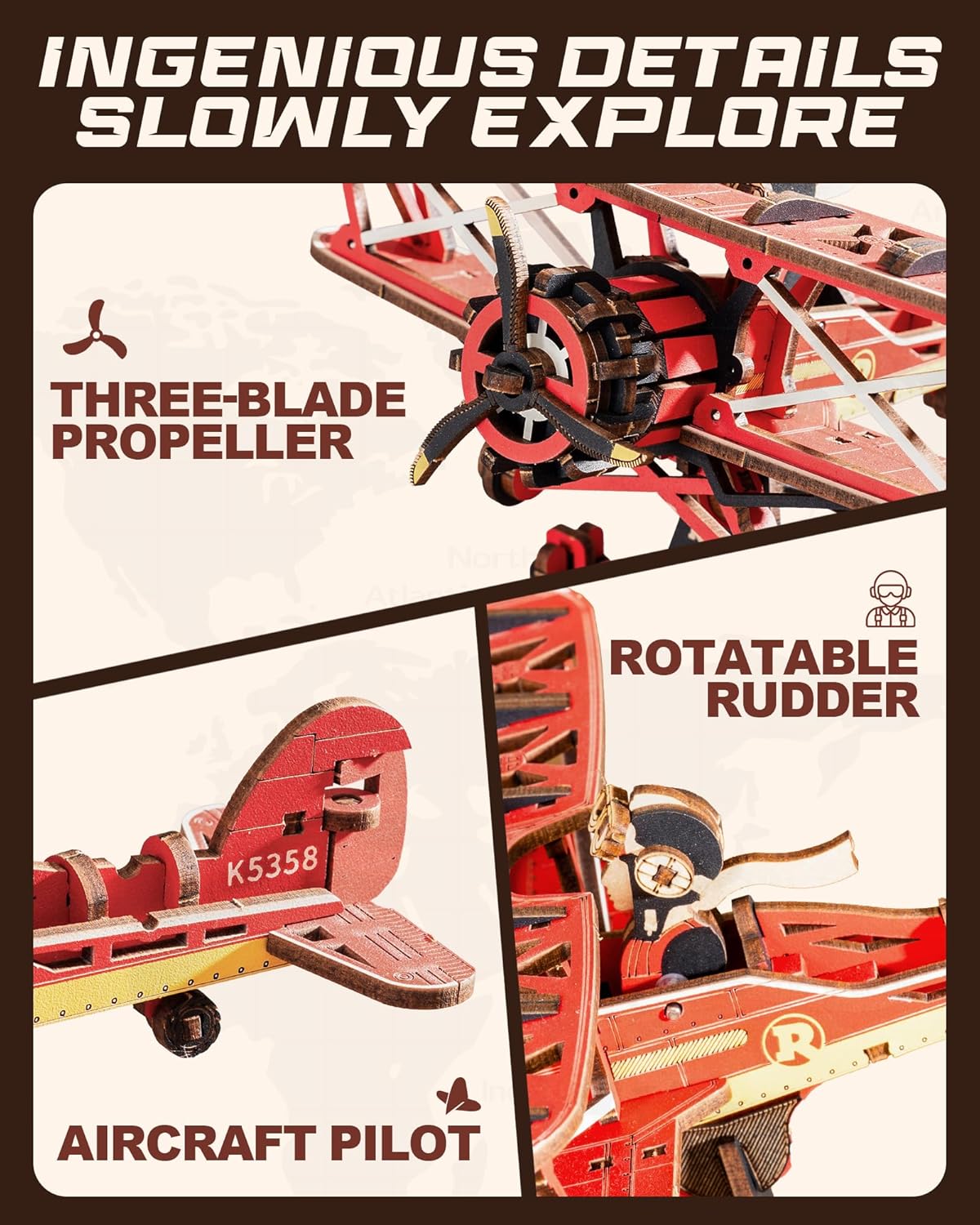 ROKR Sky Captain Pendulum Balance Toy 3D Wooden Puzzle MCD01
