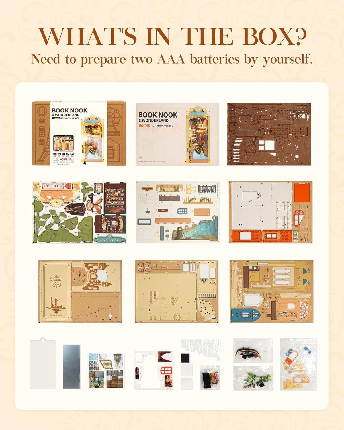 Rolife Romantic Venice DIY Book Nook Shelf Insert Kit TGB08