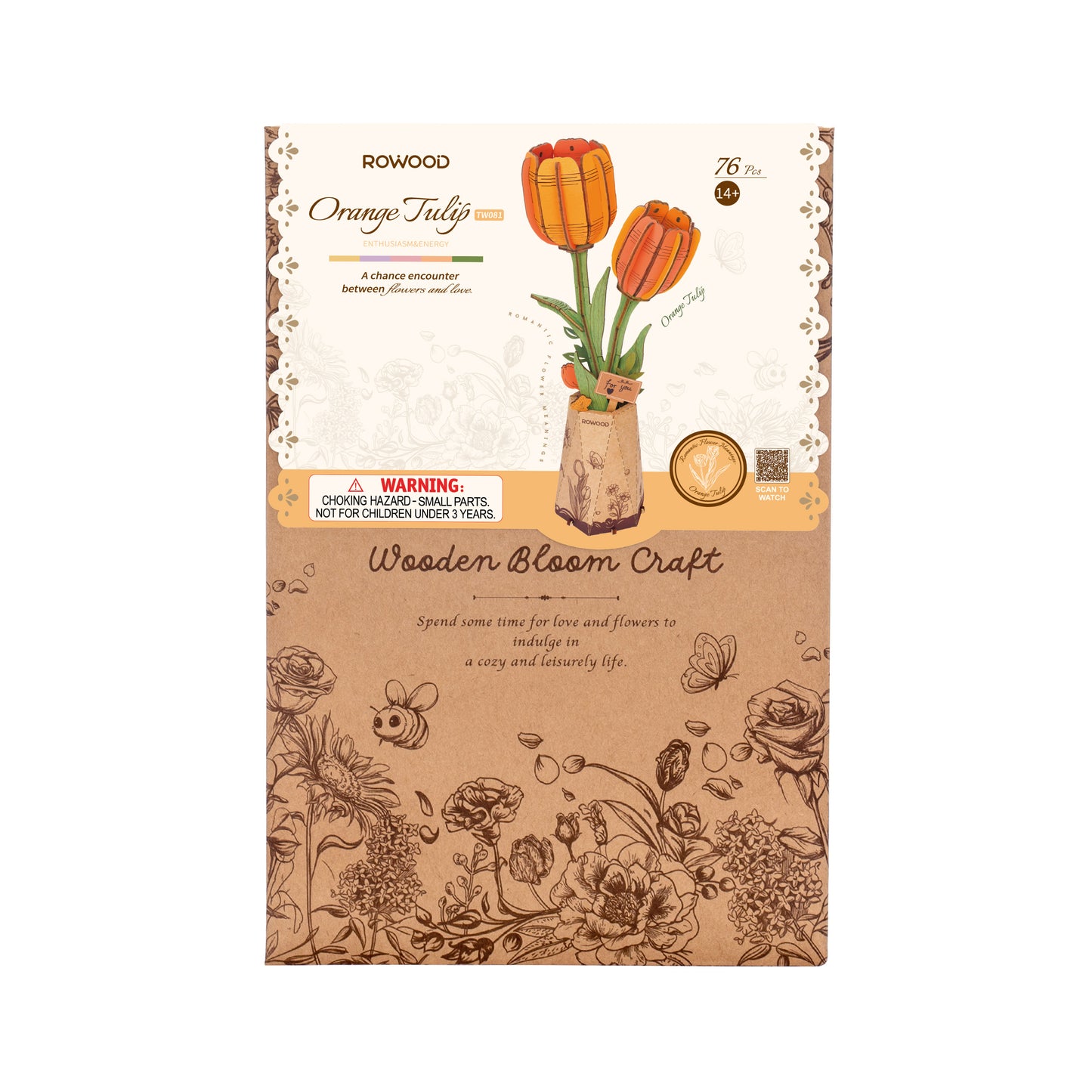 Rowood DIY Wooden Flowers 3D Wooden Puzzle