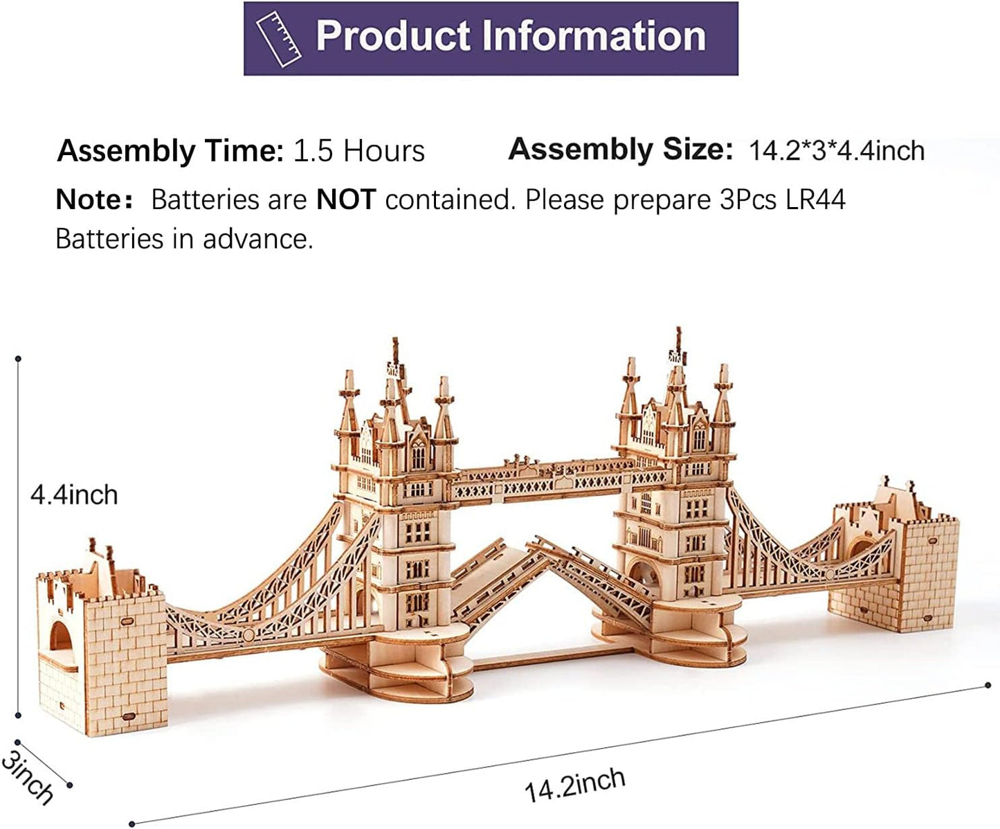 Rolife Tower Bridge with Lights 3D Wooden Puzzle TG412