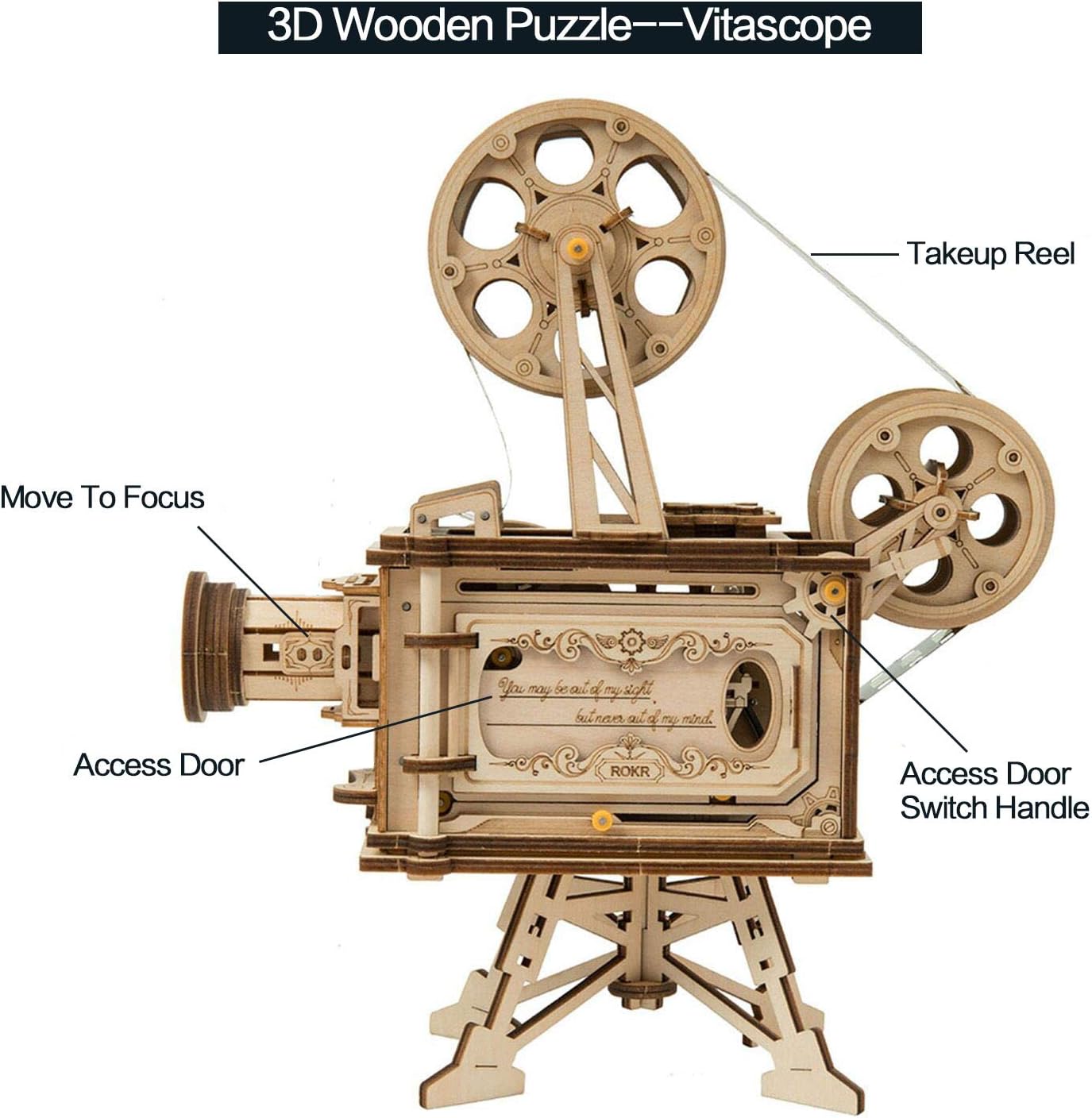ROKR Vitascope Movie Projector 3D Wooden Puzzle LK601
