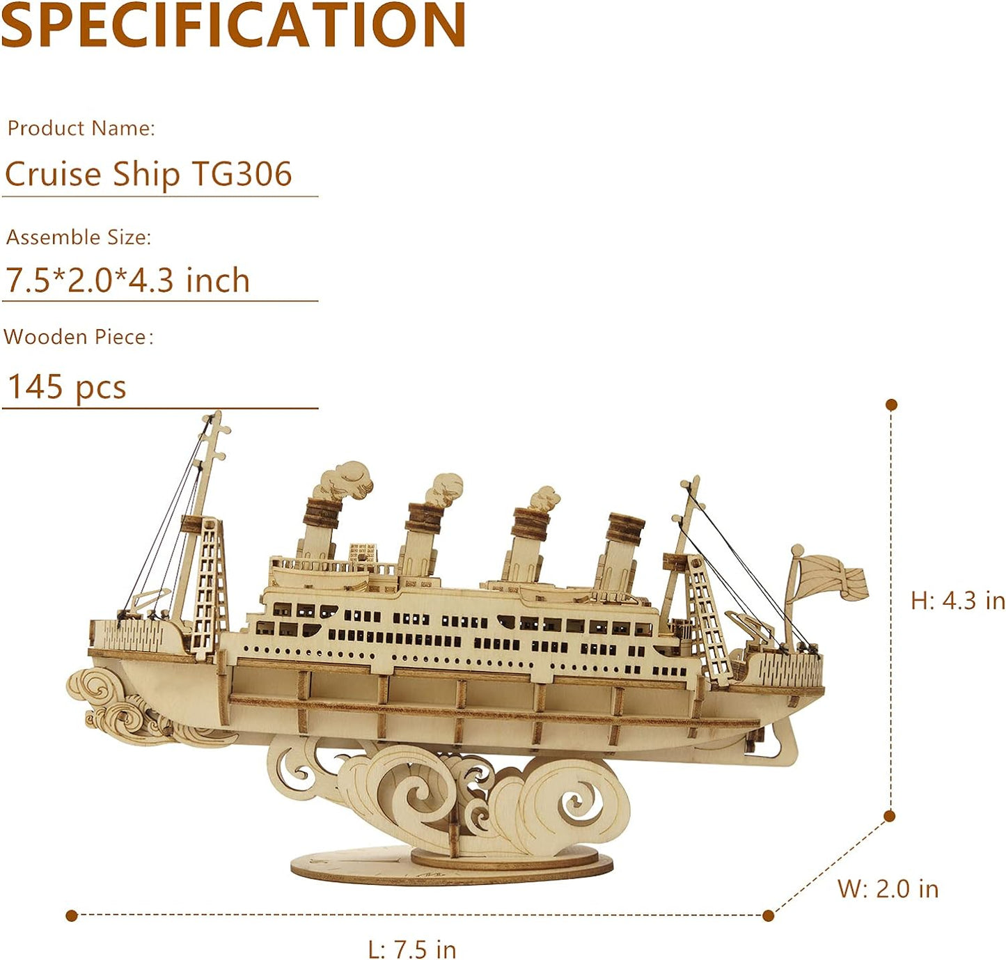 Rolife Cruise Ship Model 3D Wooden Puzzle TG306