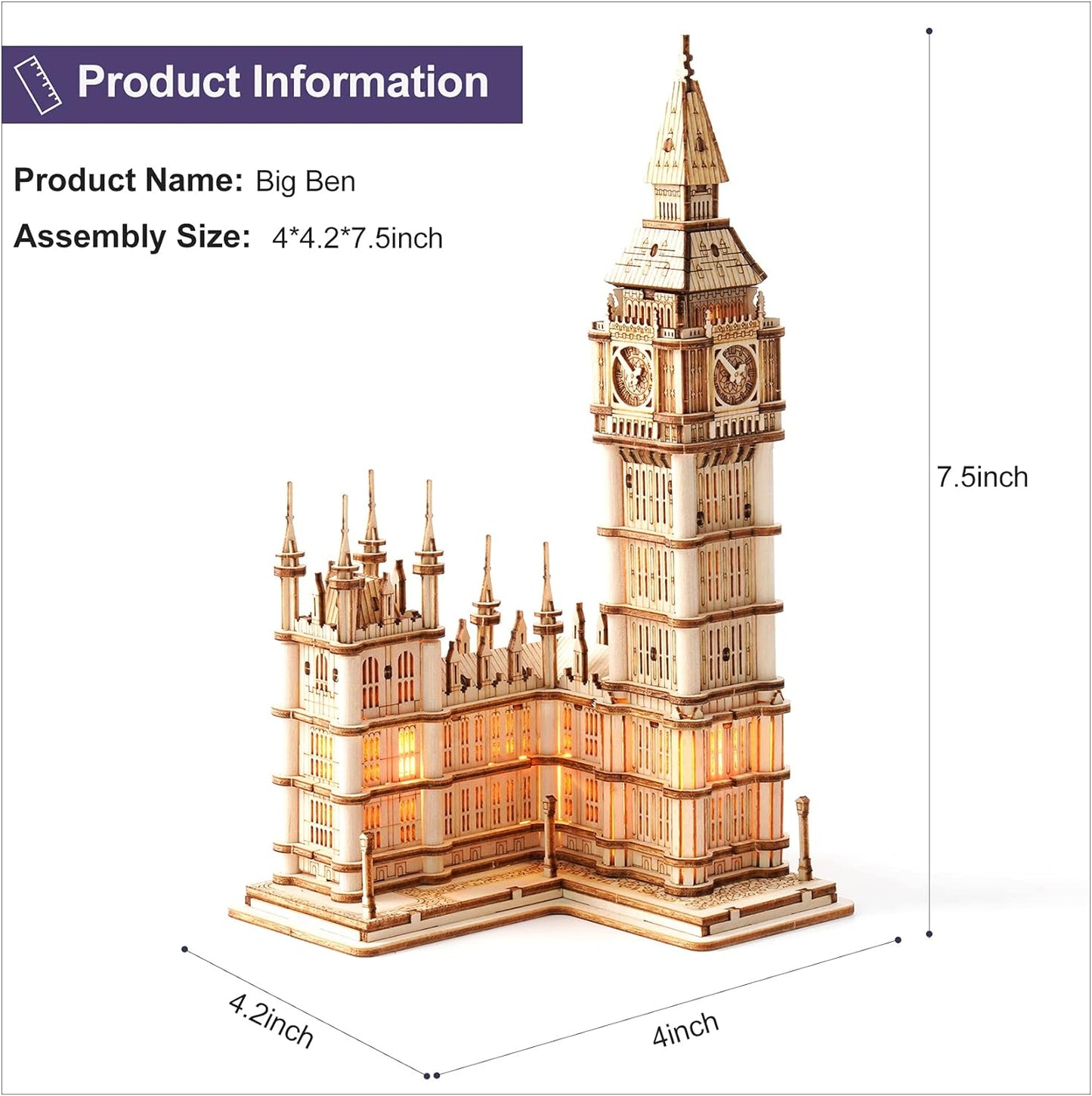 Rolife Big Ben With Lights TG507 Architecture 3D Wooden Puzzle
