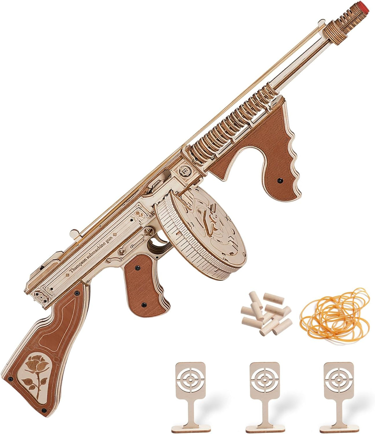 Submachine Gun Toy ROKR Thompson Submachine Gun Toy 3D Wooden Puzzle LQB01 – ROBOTIME