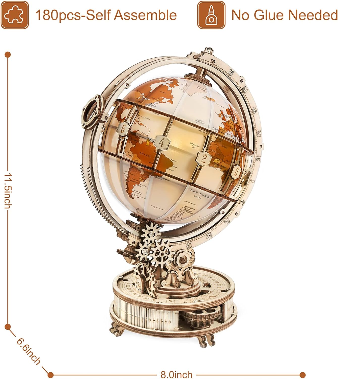 ROKR Luminous Globe Curious Discovery 3D Wooden Puzzle ST003