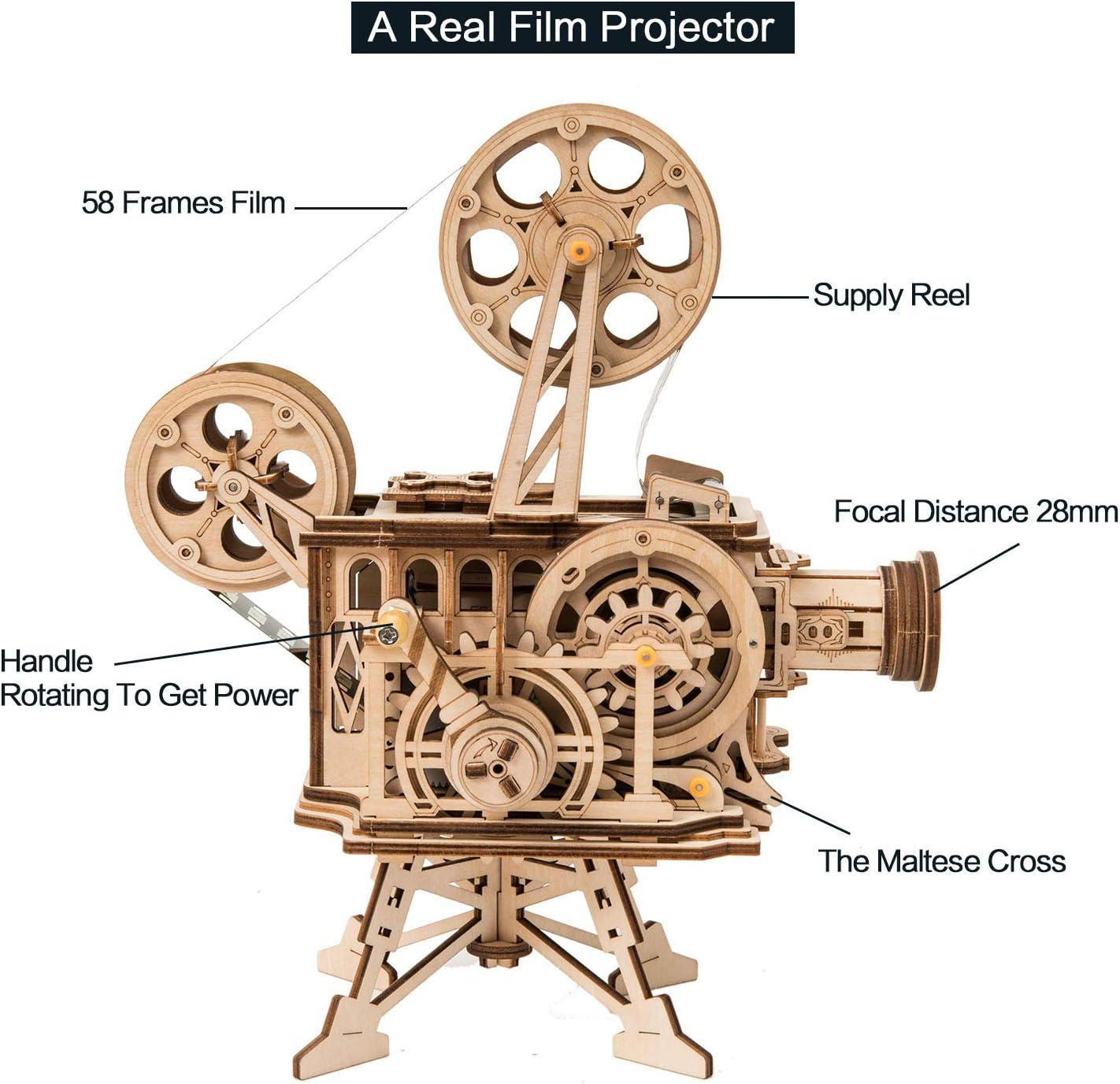 ROKR Vitascope Movie Projector 3D Wooden Puzzle LK601