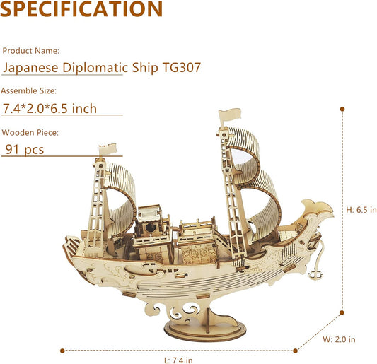 Rolife Japanese Diplomatic Ship 3D Wooden Puzzle TG307