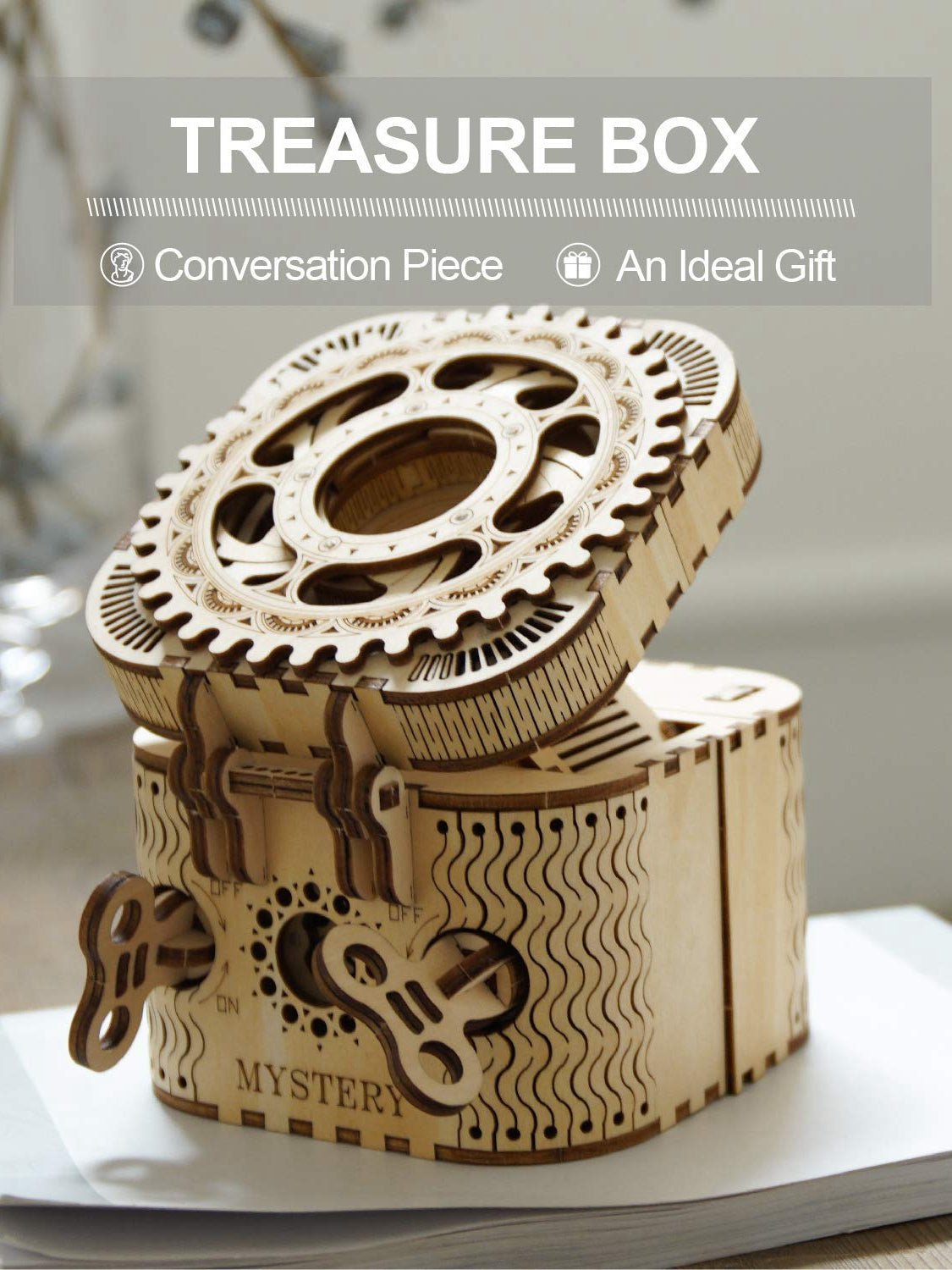 ROKR Treasure Box Mechanical Gears 3D Wooden Puzzle LK502