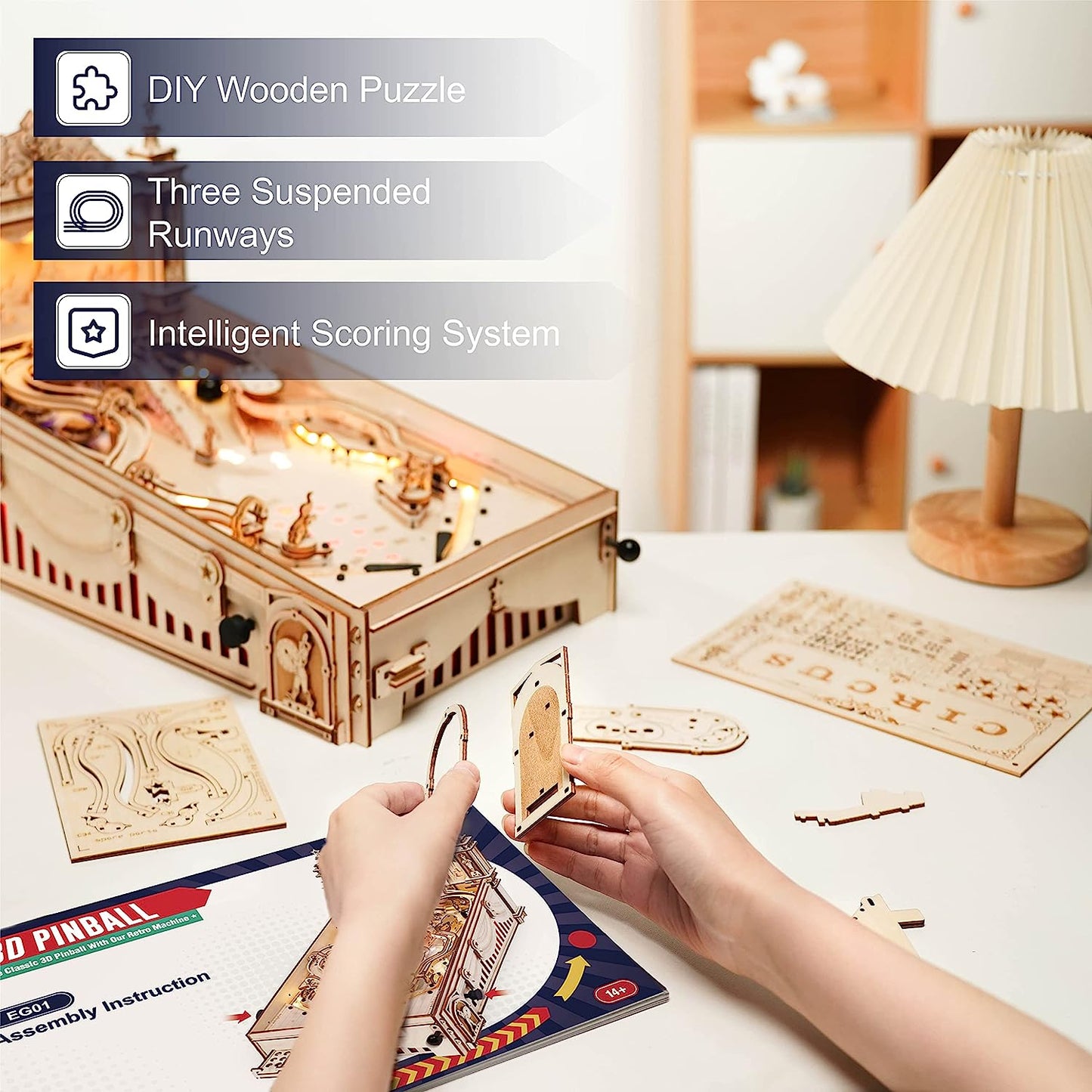 ROKR 3D Pinball Machine Wooden Puzzle kit EG01