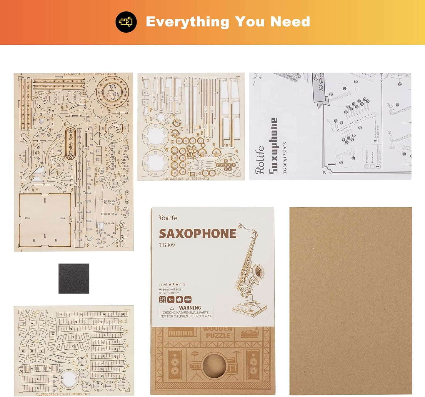 Rolife Saxophone 3D Wooden Puzzle TG309