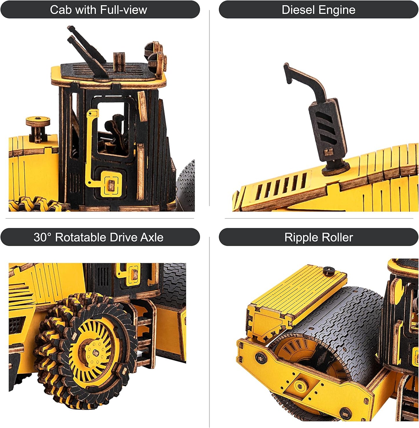 ROKR Road Roller Engineering Vehicle 3D Wooden Puzzle TG701K