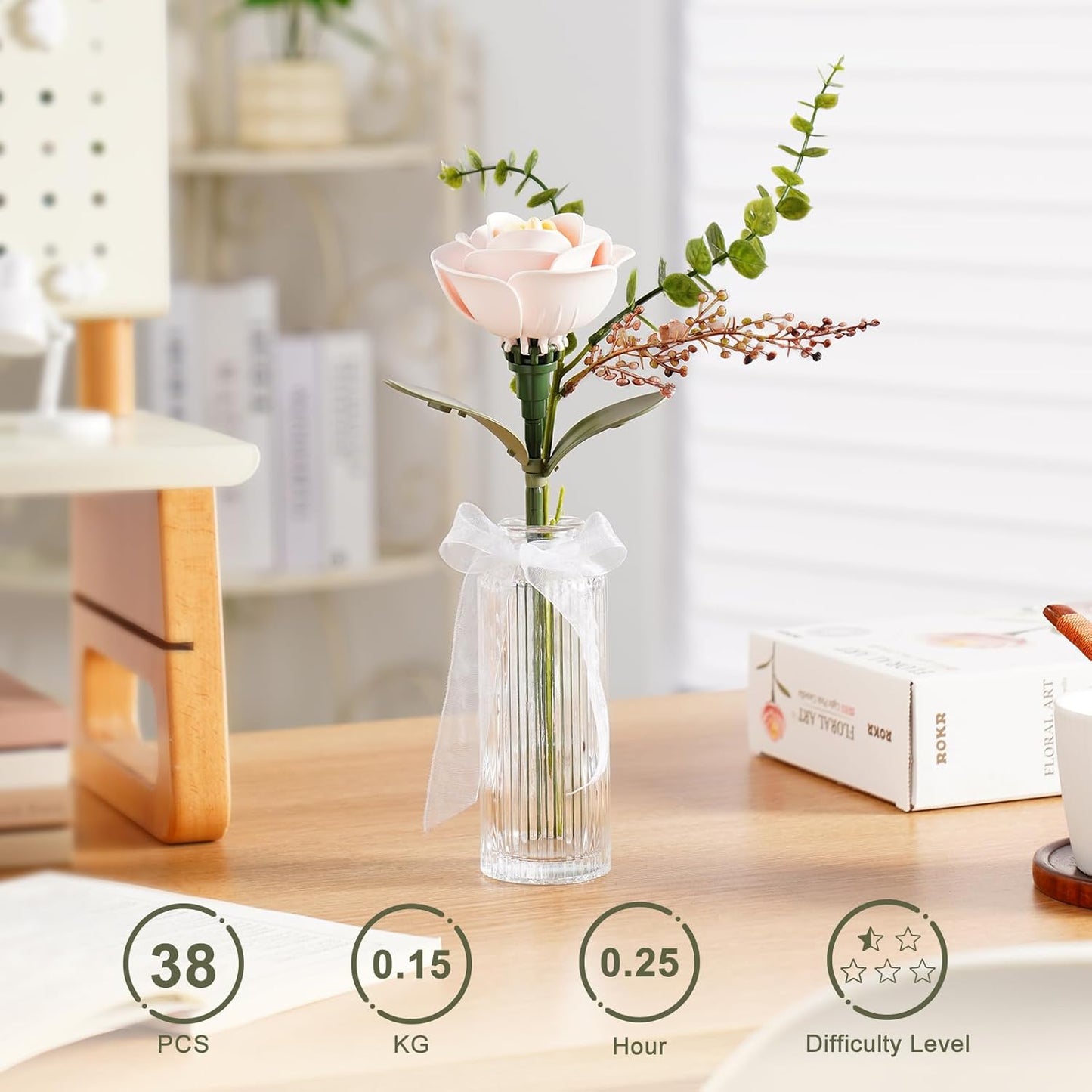 ROKR Floral Art Series Single Flower – Light Pink Camellia