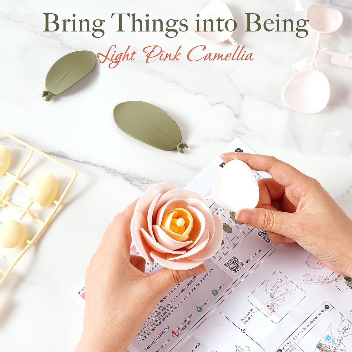 ROKR Floral Art Series Single Flower – Light Pink Camellia