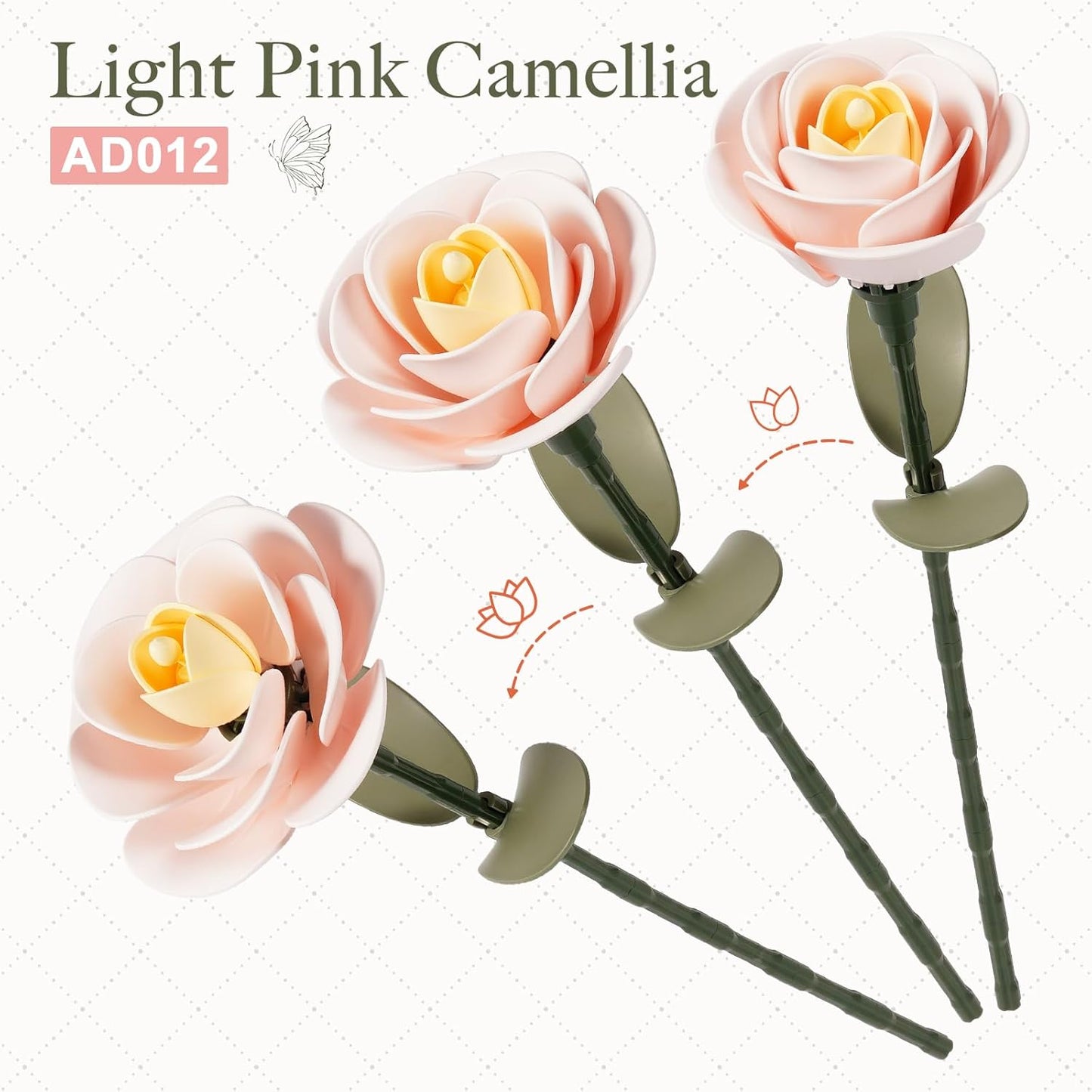 ROKR Floral Art Series Single Flower – Light Pink Camellia