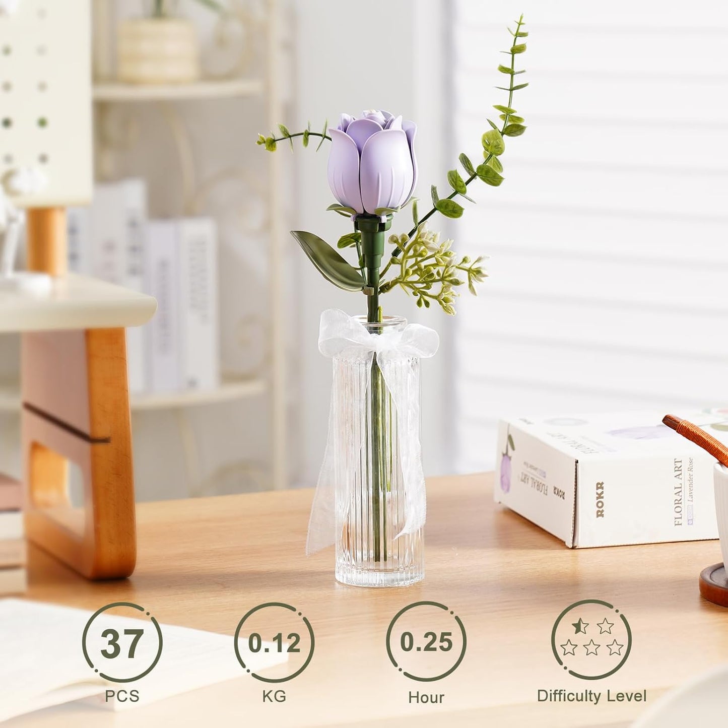 ROKR Floral Art Series Single Flower – Lavender Rose