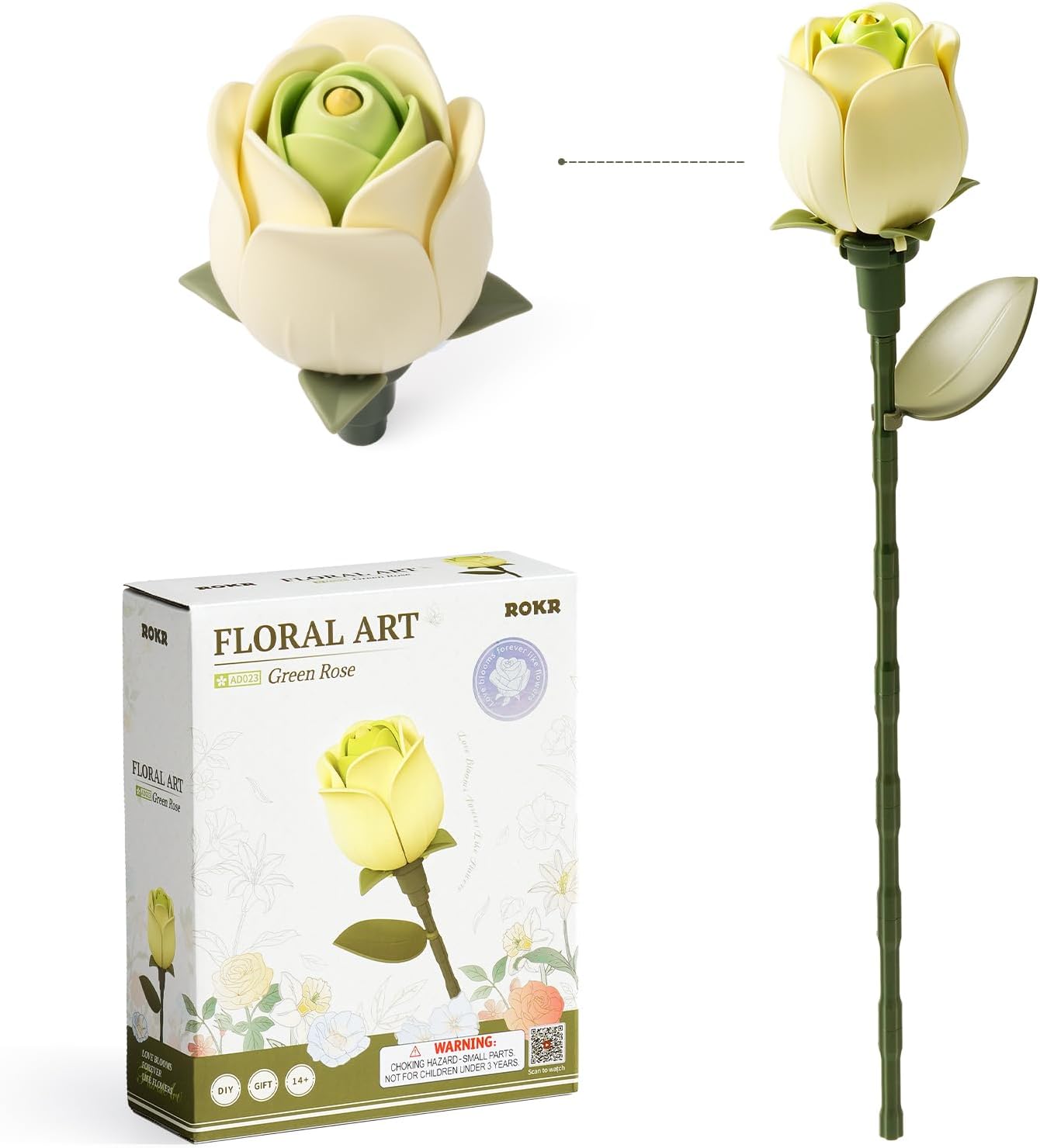 ROKR Floral Art Series Single Flower – Green Rose