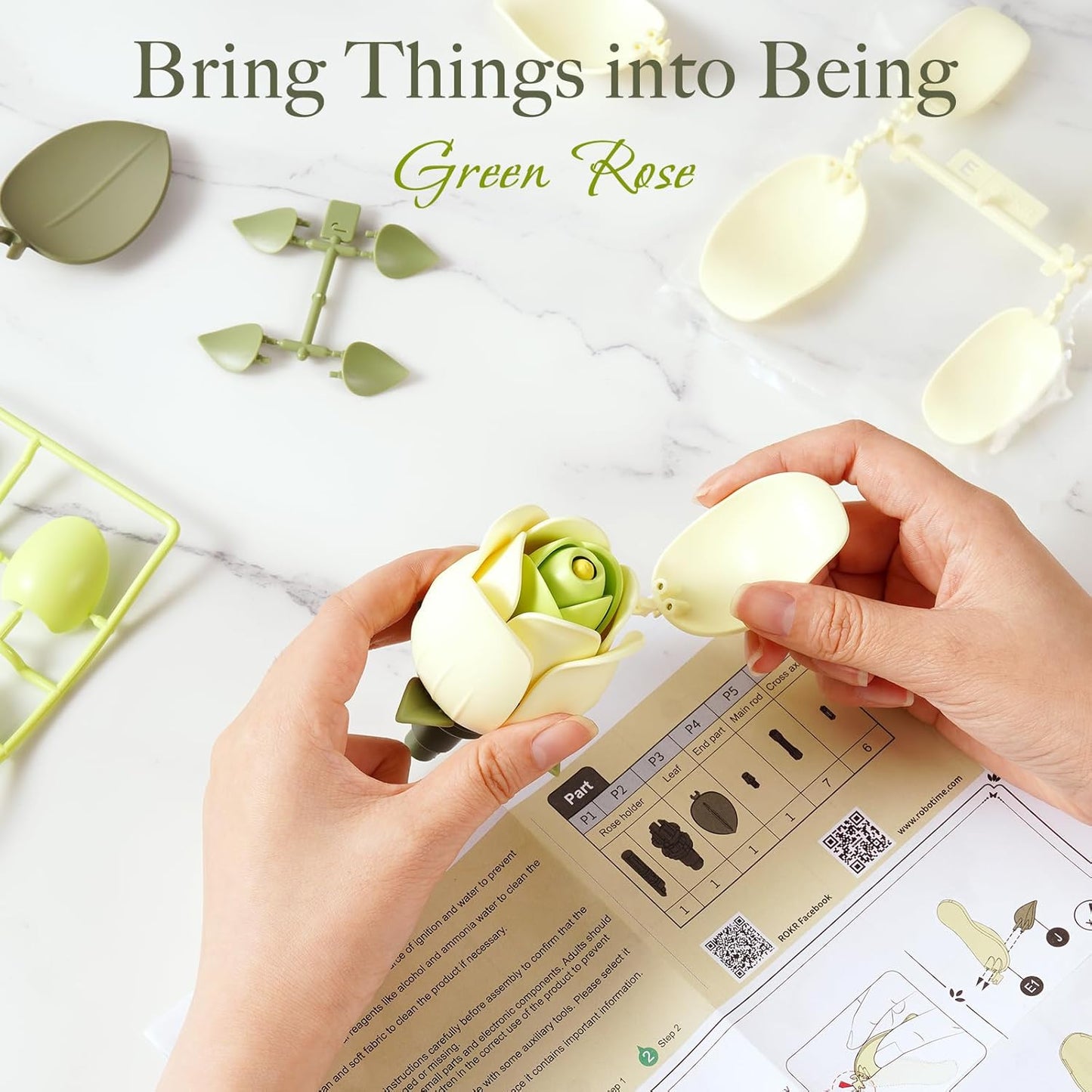 ROKR Floral Art Series Single Flower – Green Rose