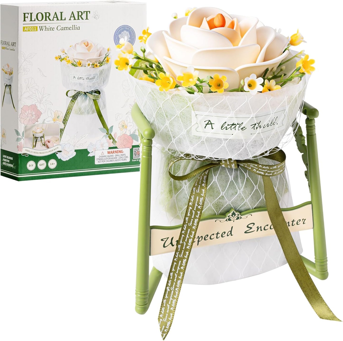 ROKR White Camellia DIY 3D Puzzle Model AF011