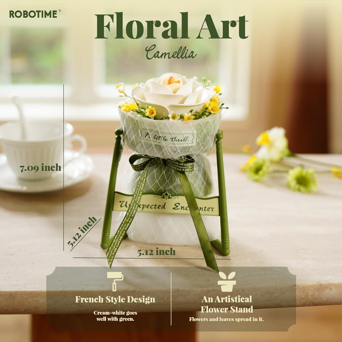ROKR White Camellia DIY 3D Puzzle Model AF011