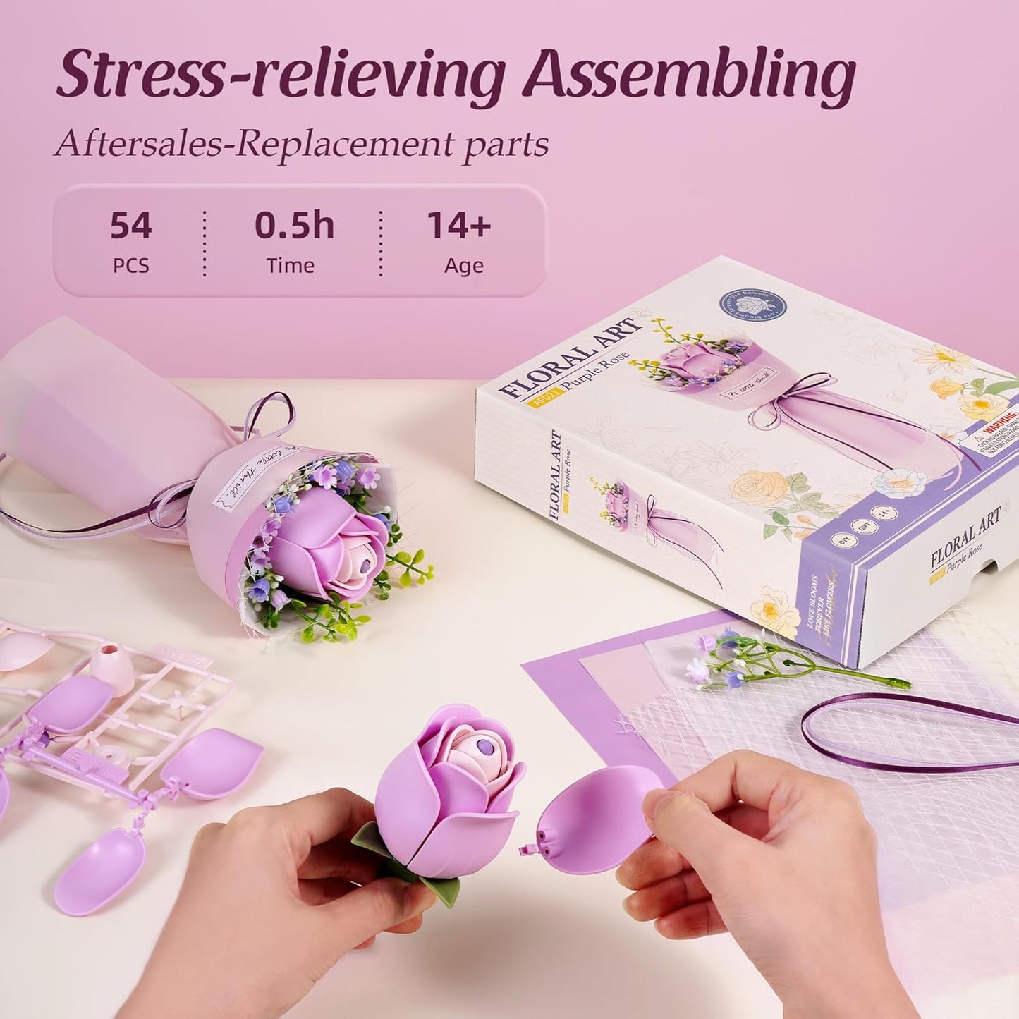 ROKR Purple Rose DIY Bouquet 3D Puzzle AF021