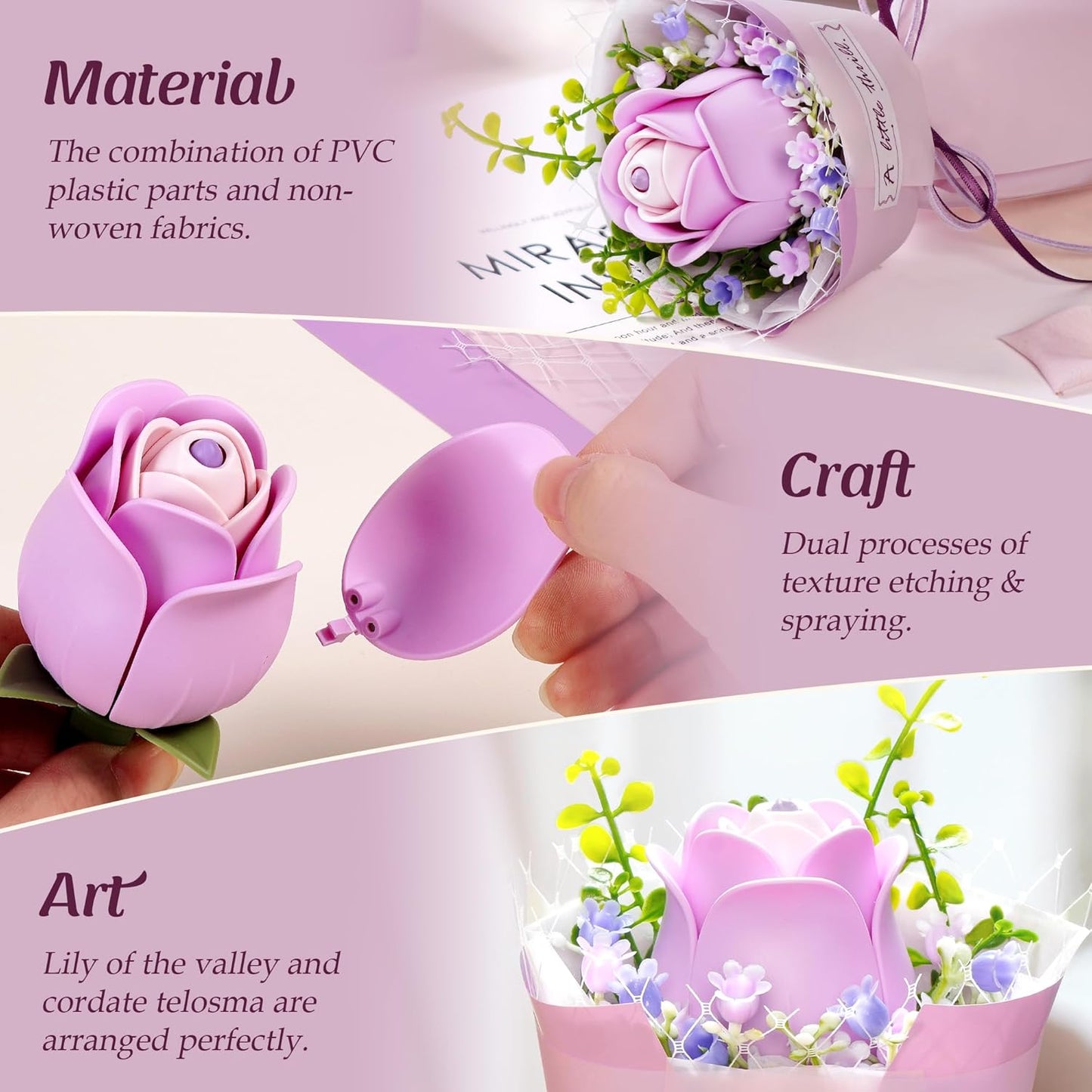 ROKR Purple Rose DIY Bouquet 3D Puzzle AF021