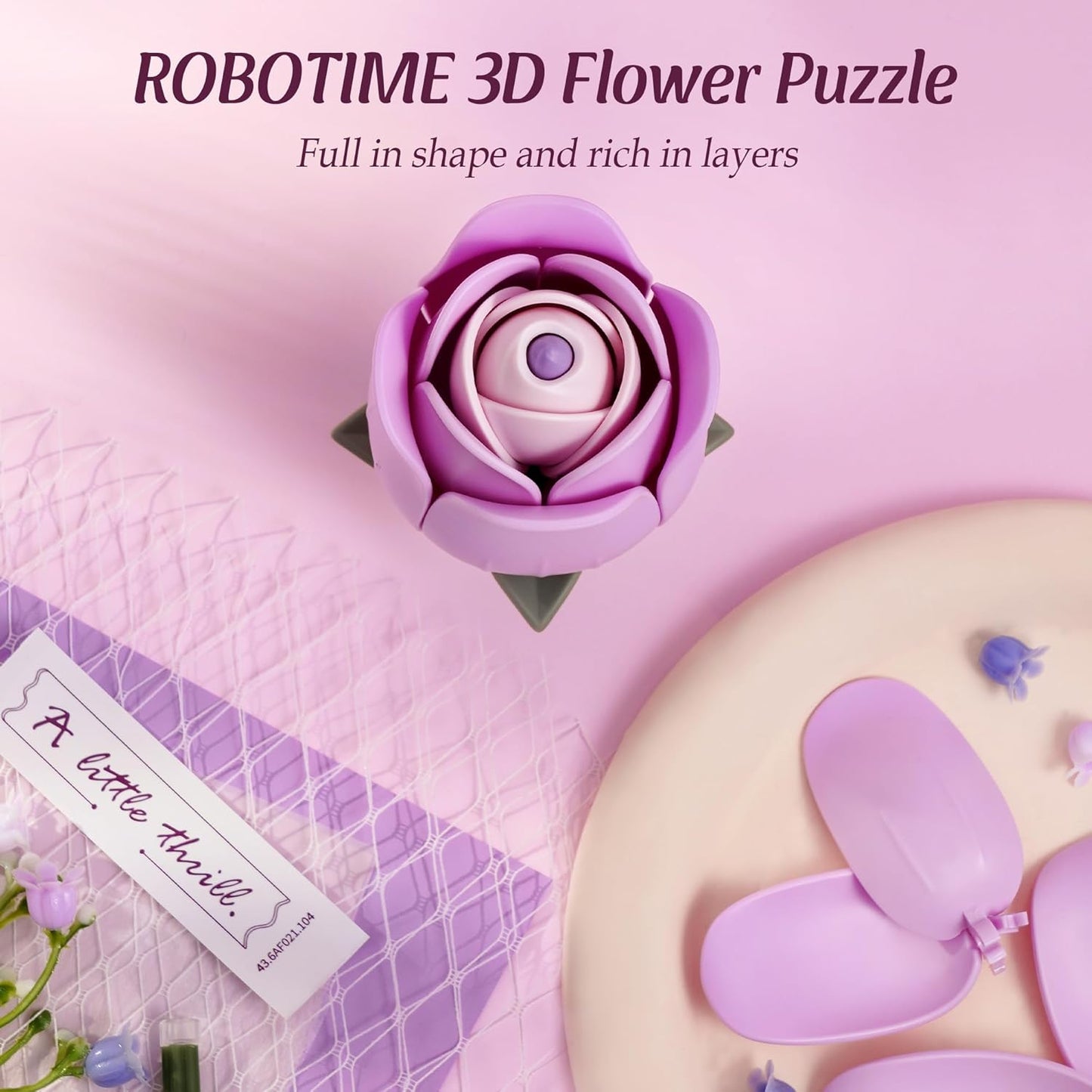ROKR Purple Rose DIY Bouquet 3D Puzzle AF021