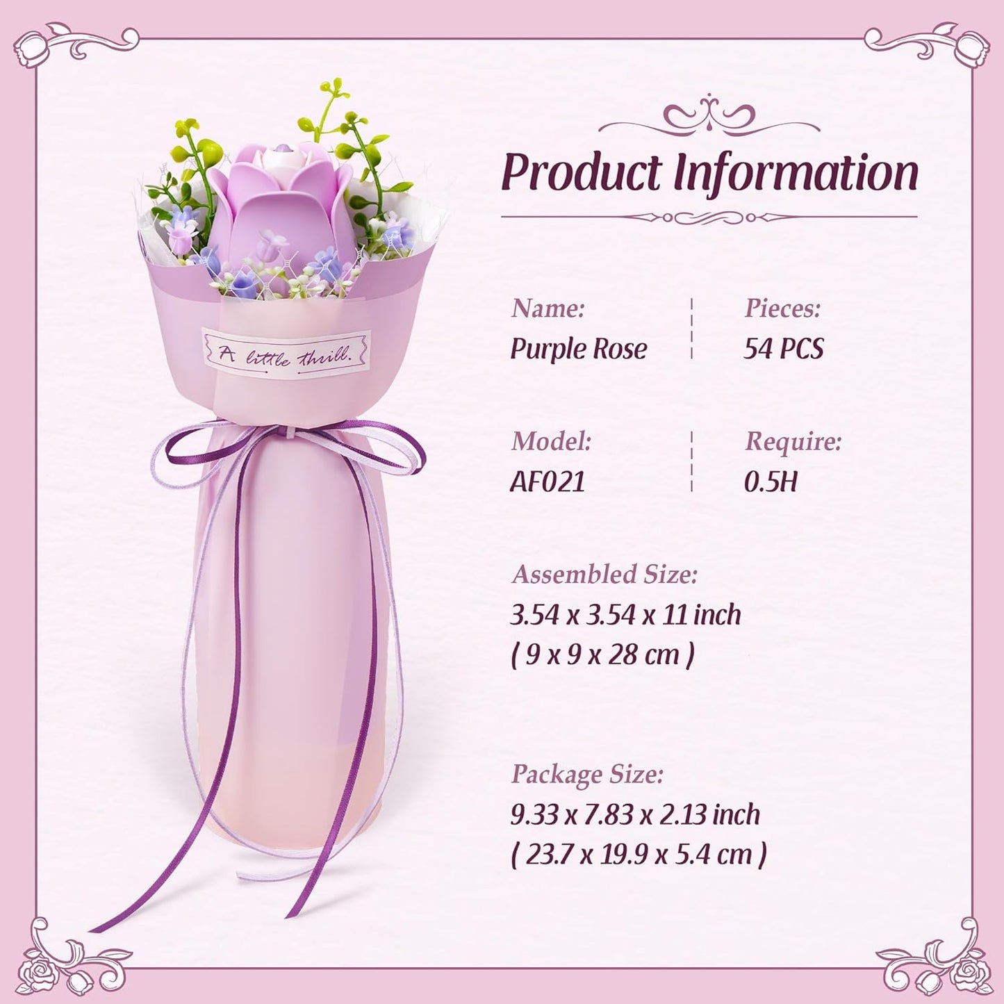 ROKR Purple Rose DIY Bouquet 3D Puzzle AF021