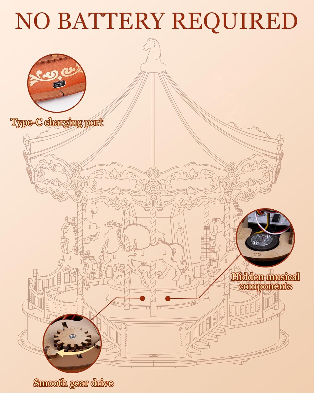 Rolife Classic Carousel 3D Wooden Puzzle AMC01