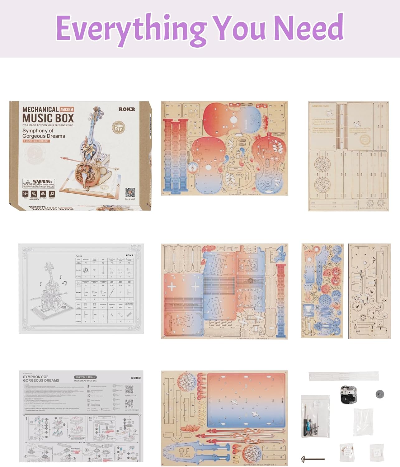 ROKR Symphony of Gorgeous Dreams Mechanical Music Box 3D Wooden Puzzle AMK63M