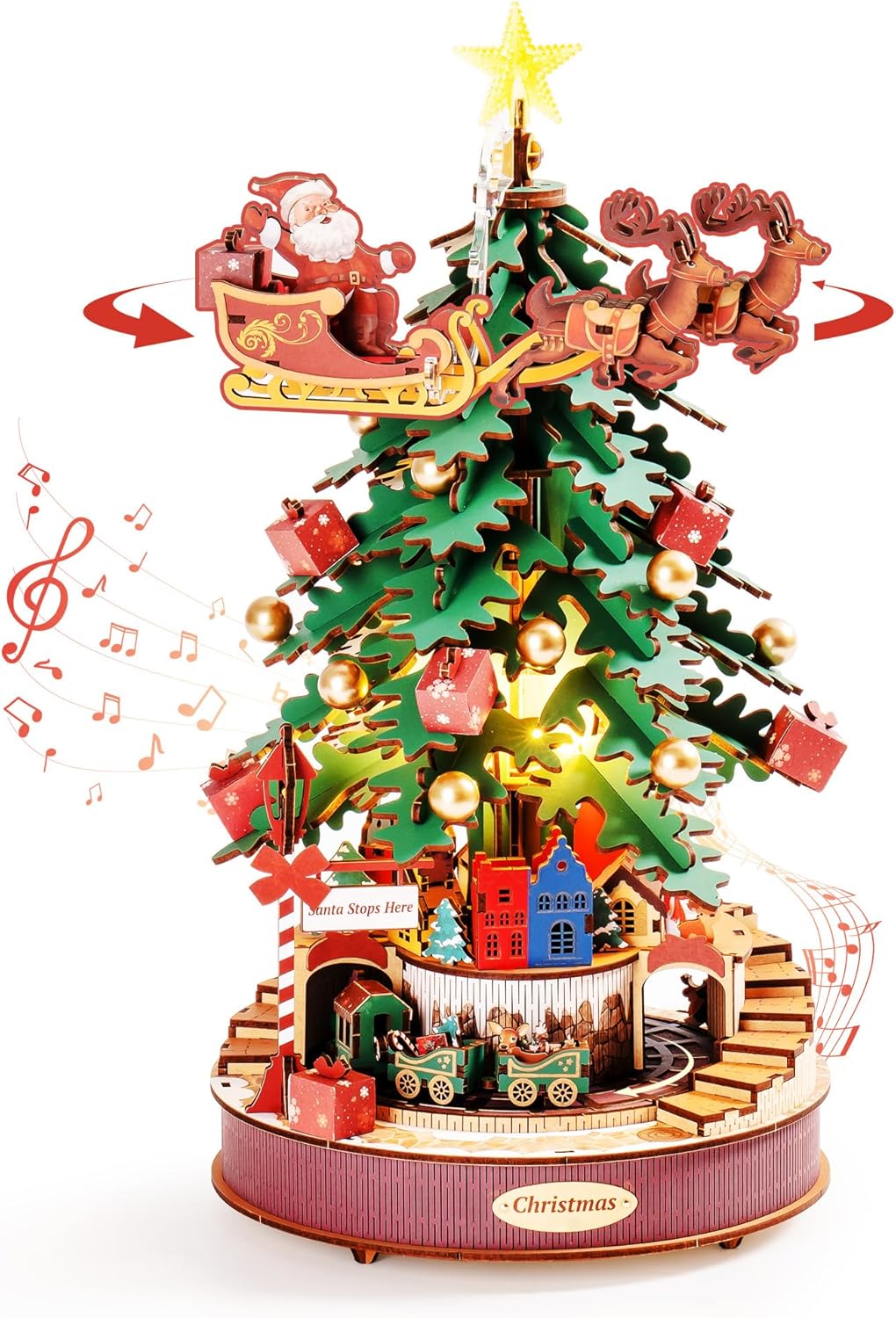 ROLIFE Christmas Melody Tree Mechanical Music Box 3D Wooden Puzzle AMS01