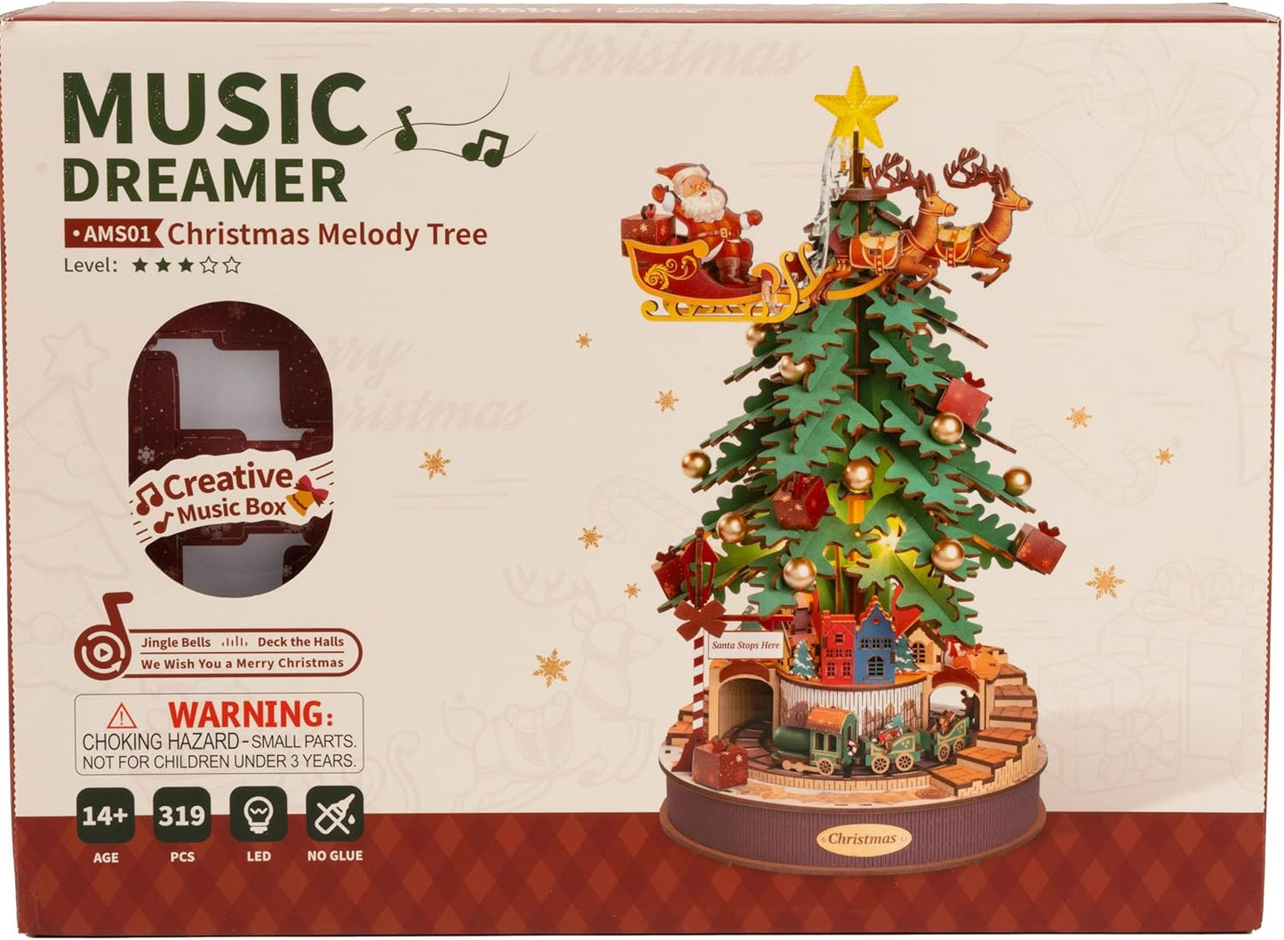 ROLIFE Christmas Melody Tree Mechanical Music Box 3D Wooden Puzzle AMS01