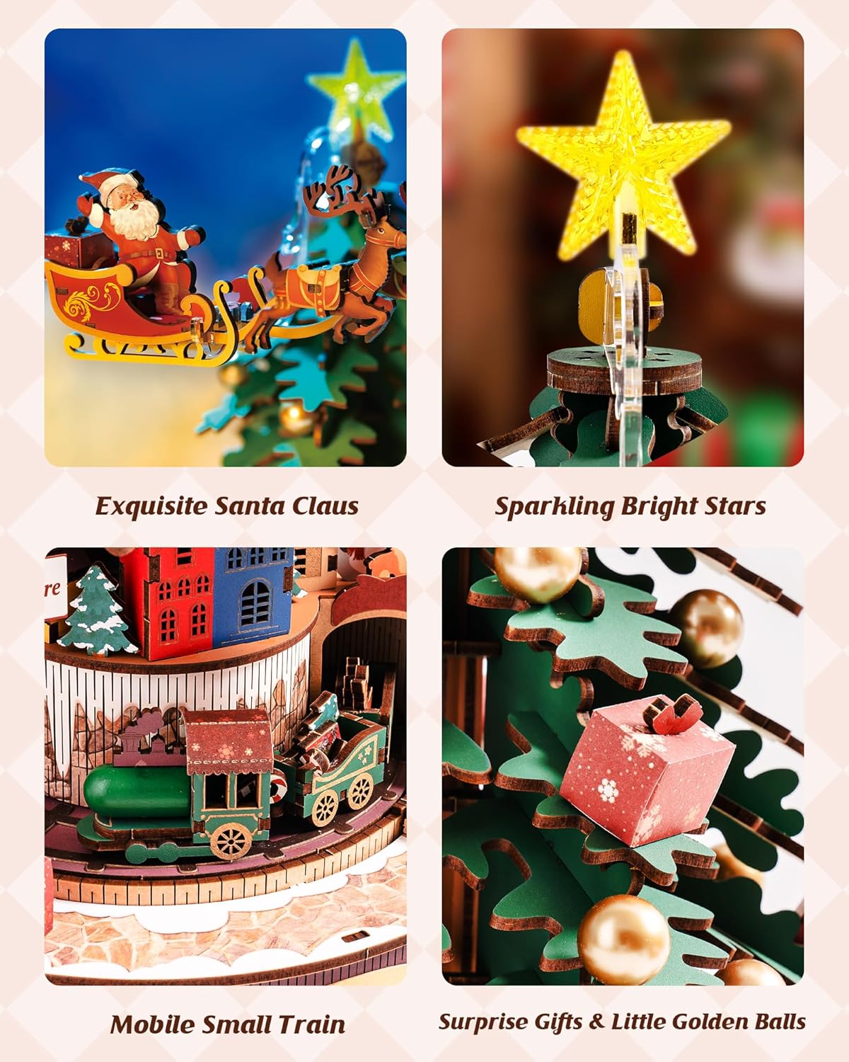 ROLIFE Christmas Melody Tree Mechanical Music Box 3D Wooden Puzzle AMS01