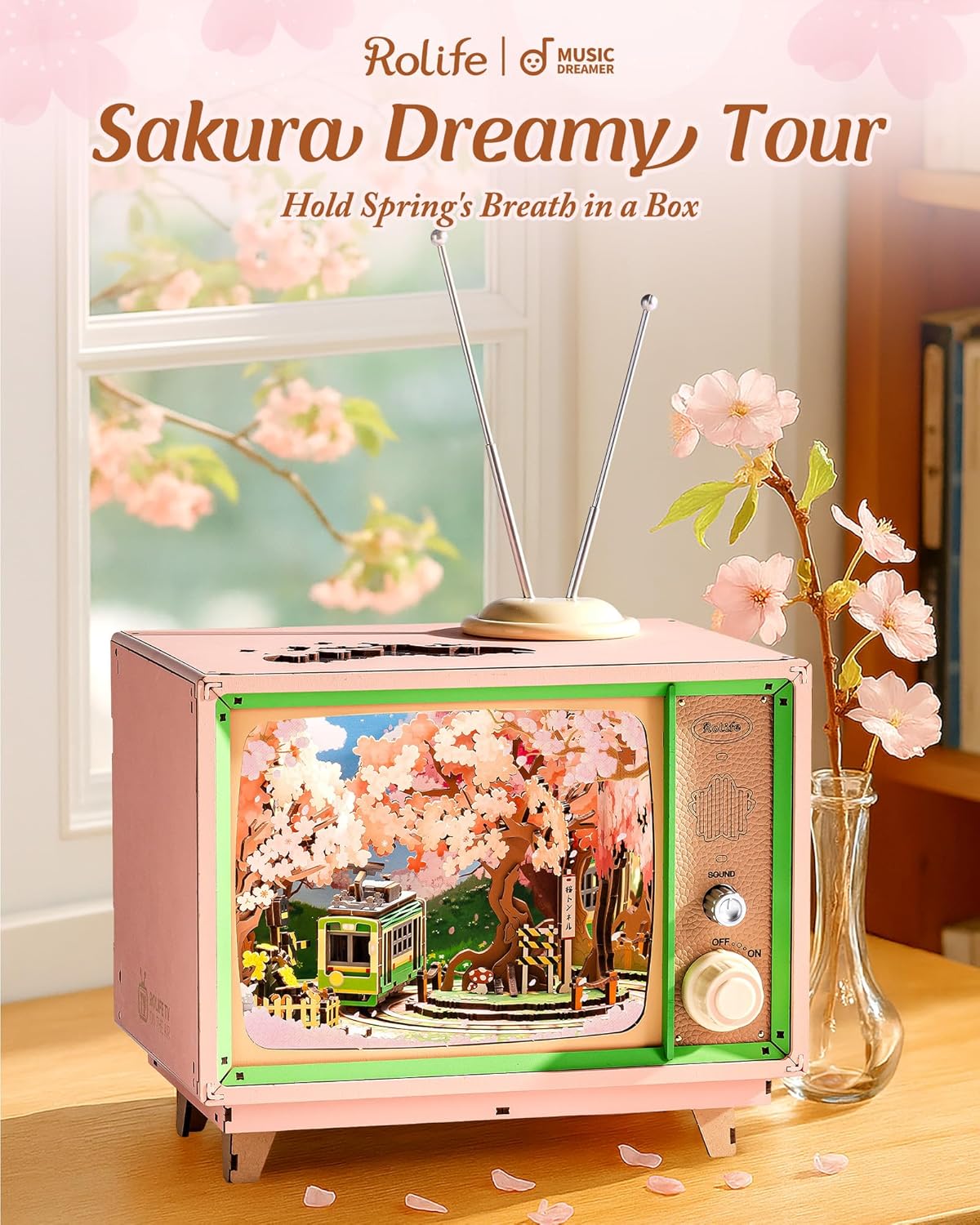 Rolife Sakura Dreamy Tour DIY Music Box 3D Wooden Puzzle AMT02