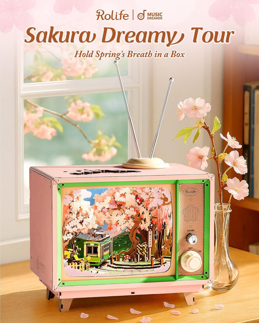 Rolife Sakura Dreamy Tour DIY Music Box 3D Wooden Puzzle AMT02