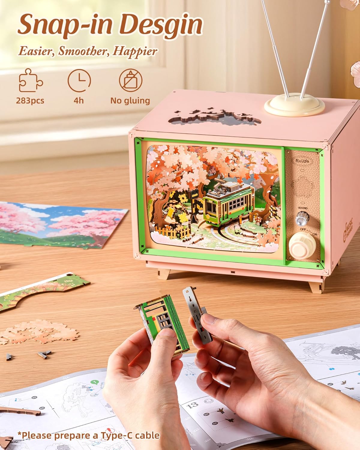 Rolife Sakura Dreamy Tour DIY Music Box 3D Wooden Puzzle AMT02