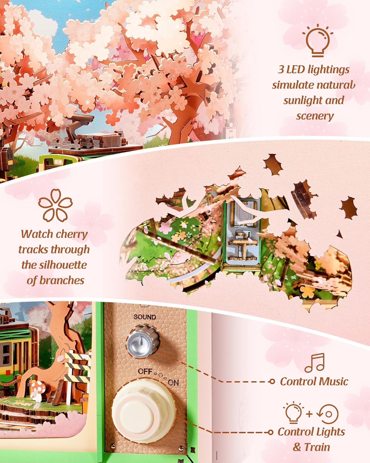 Rolife Sakura Dreamy Tour DIY Music Box 3D Wooden Puzzle AMT02