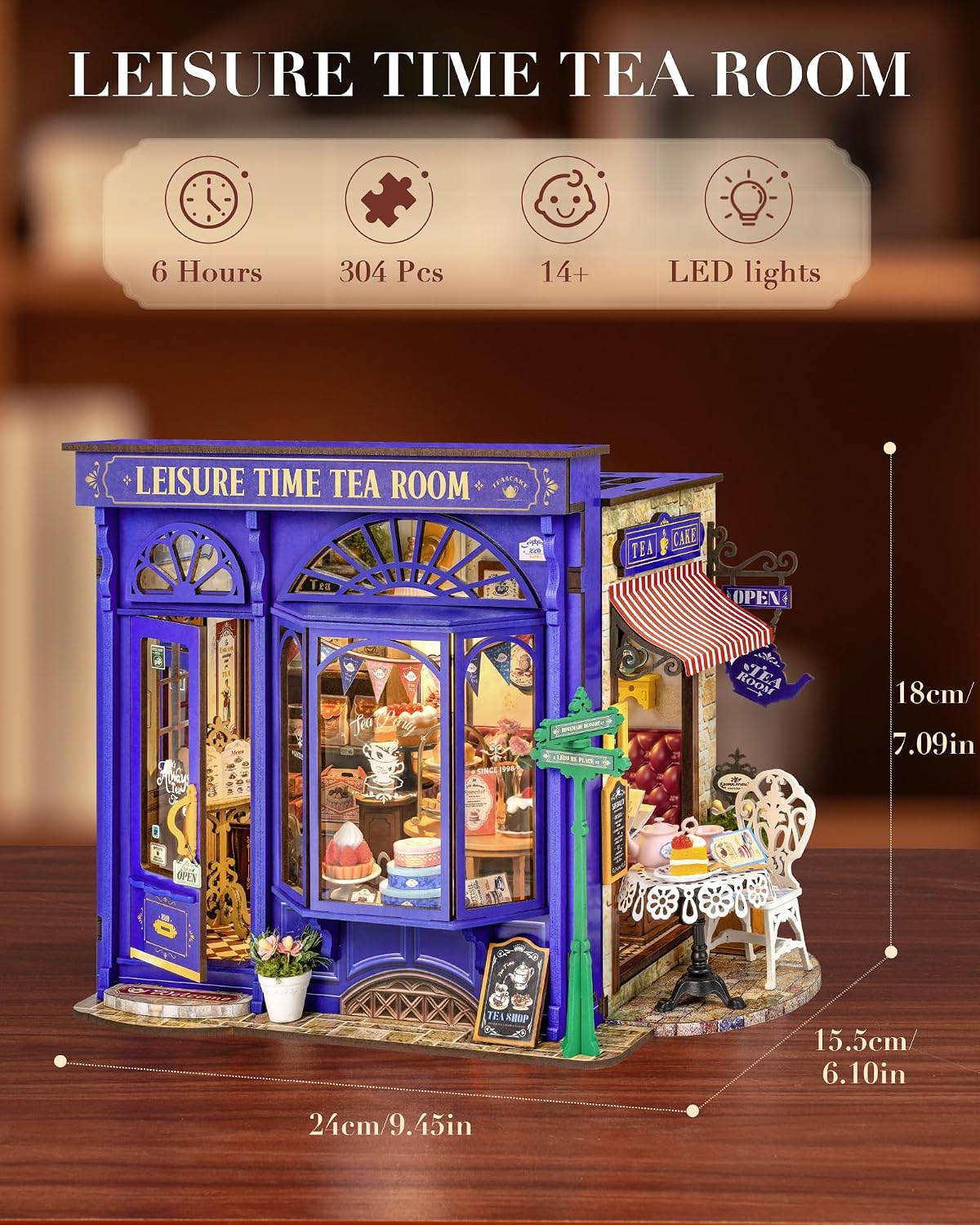 Rolife Leisure Time Tea Room Wooden DIY Miniature House DG171