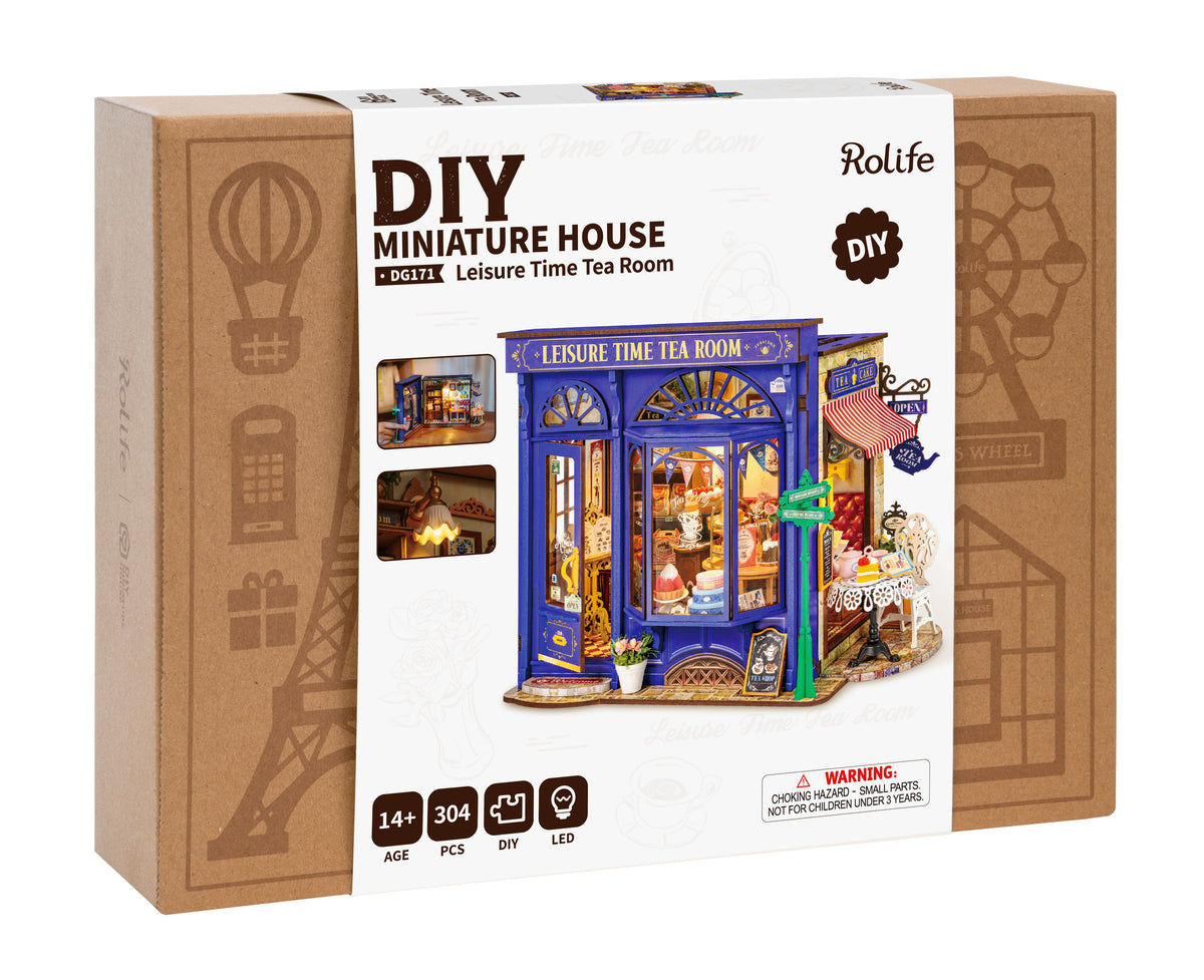Rolife Leisure Time Tea Room Wooden DIY Miniature House DG171