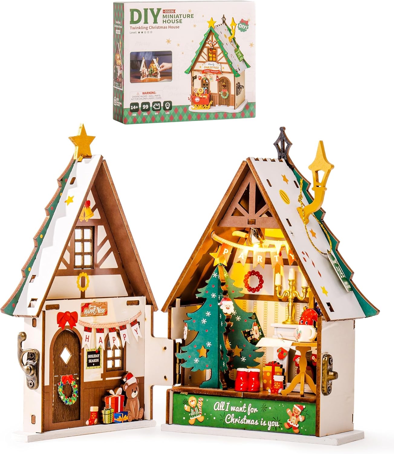 Rolife Twinkling Christmas House 3D Wooden Puzzle DS036